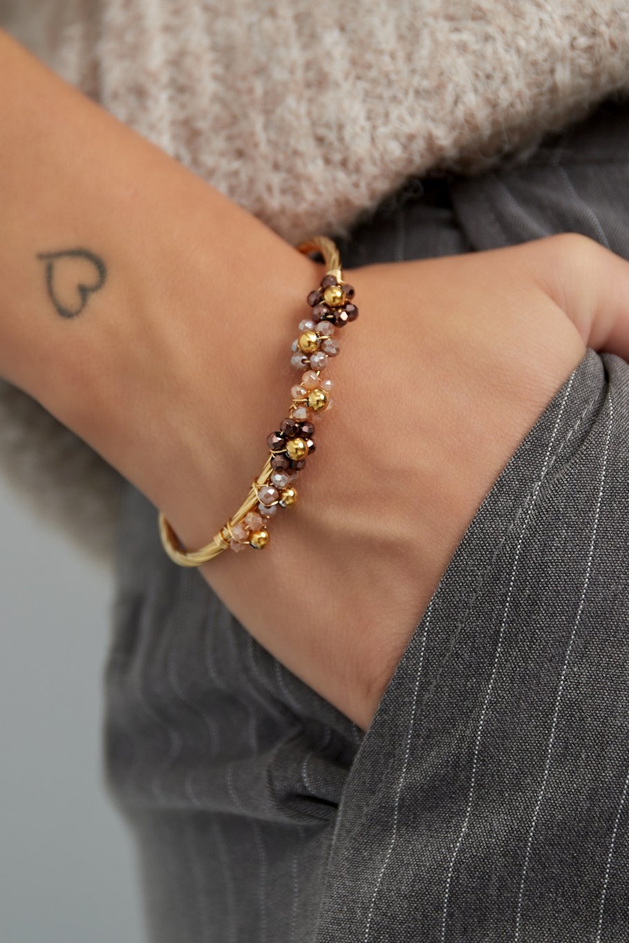 Armreif Blau Korallenrot bunte Blumen Armband Nickelfrei Yehwang