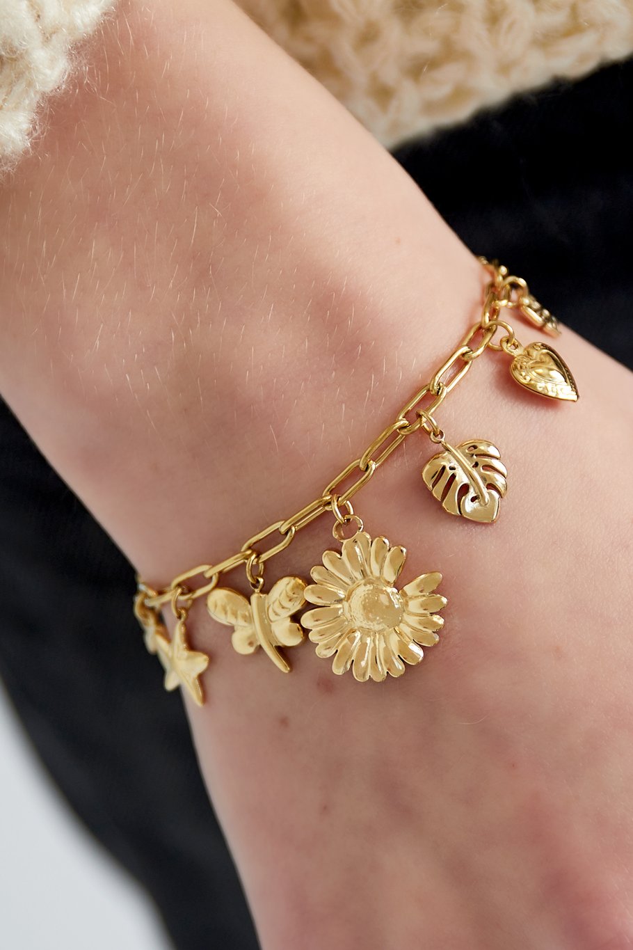 Yehwang Armband, Bettelarmband „Botanical Suprice“ – Silber- und Goldfarben
