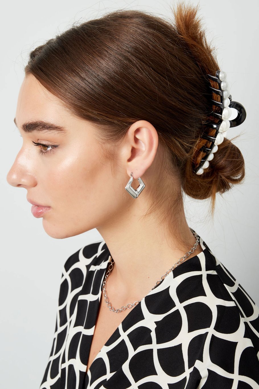 Yehwang Haarklammer Haarschmuck Schwarz Perlen