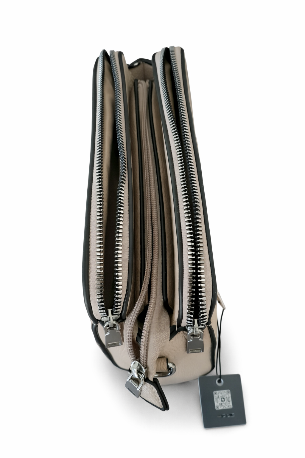 Umhängetasche Crossbody Beige-Schwarz von Jessica Bags Trend Stylisch