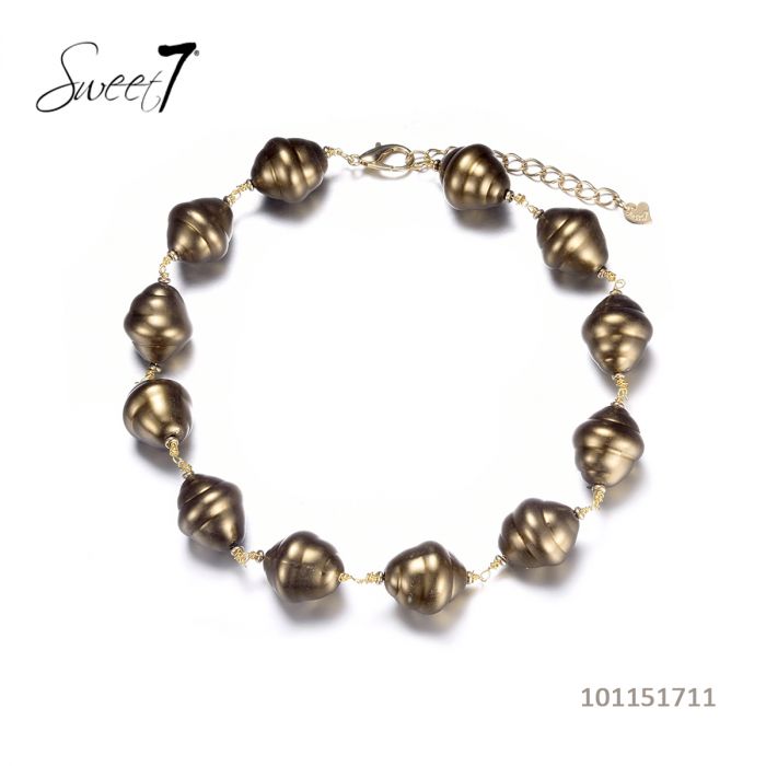 Sweet7 Halskette Kurzkette Bronze Klobige Statement Kette