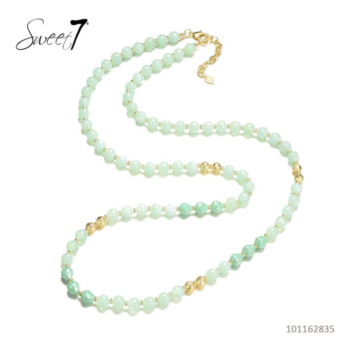 Sweet7 Halskette Langkette Mintgrün mit goldene Elemente