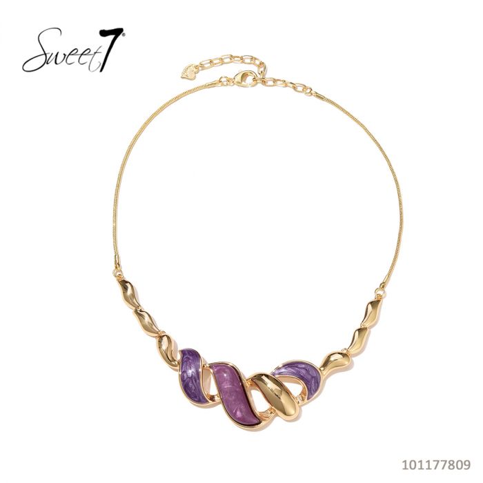 Sweet7 Halskette Goldfarben mit Lila Akzente