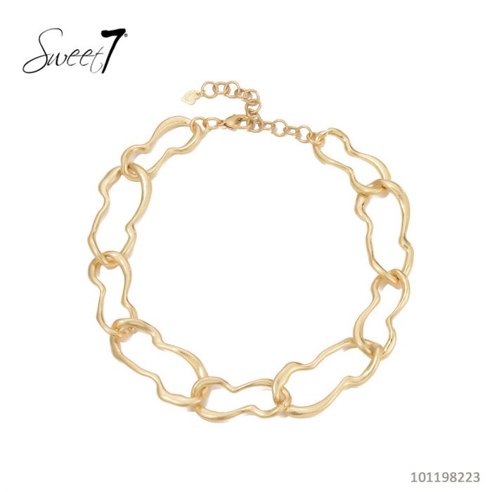 Sweet7 Halskette Goldfarben große Matt-goldene Glieder