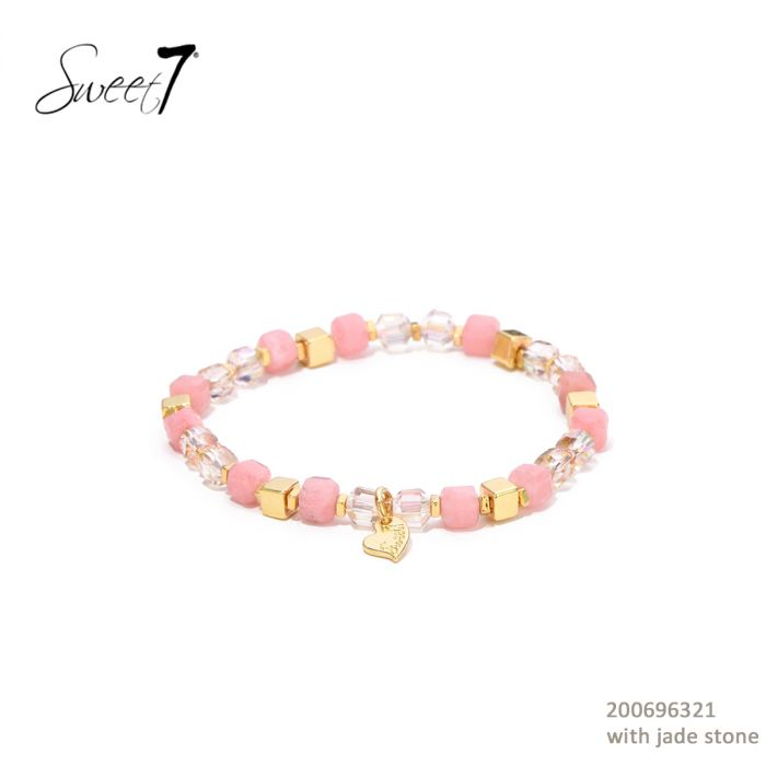 Sweet 7, Armband "Gold & Blue" elastisch, Jade Rosa