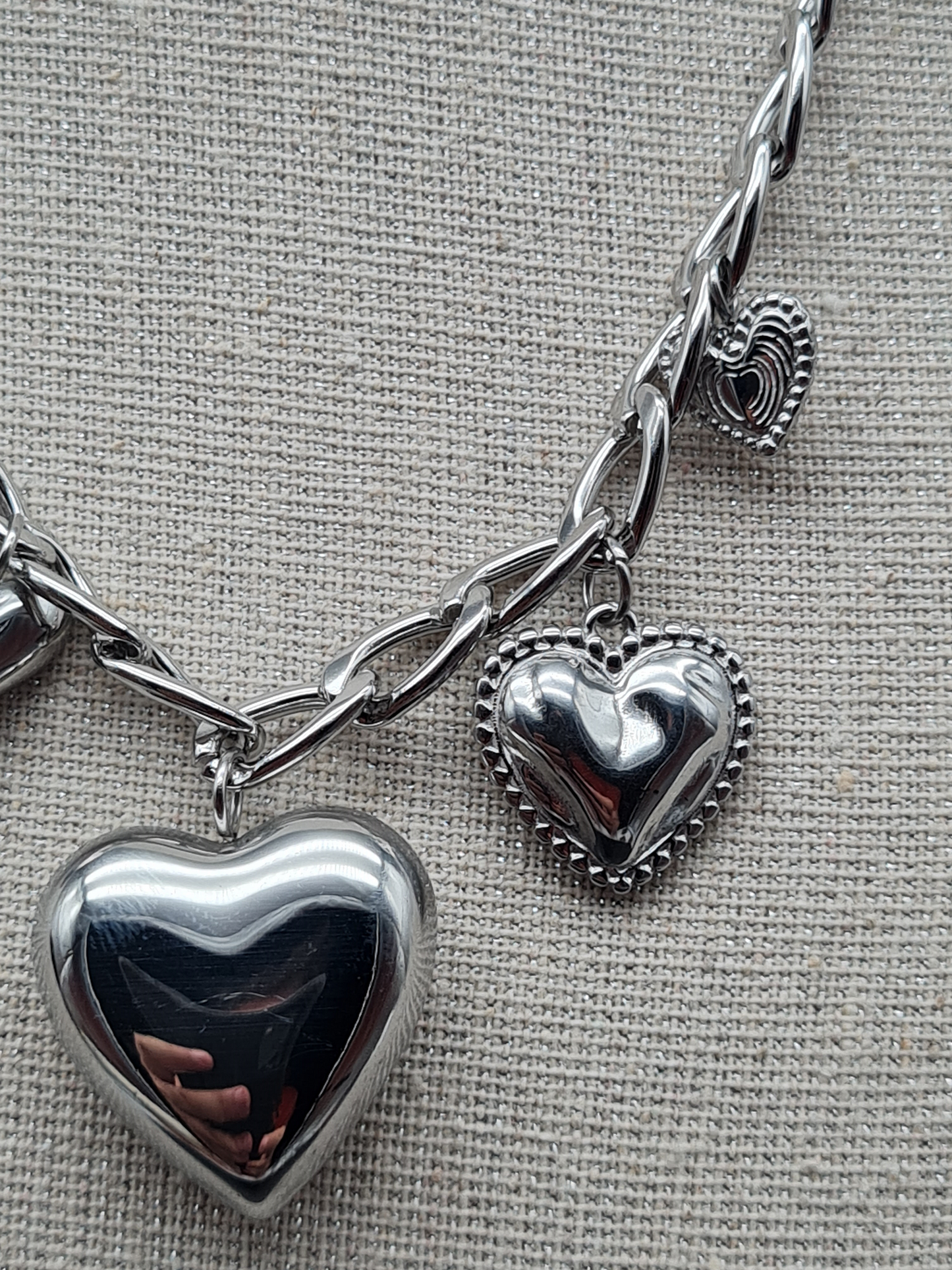Michelle Bijou, Halskette mit Charms, Silberfarben, Herz, Glücksklee