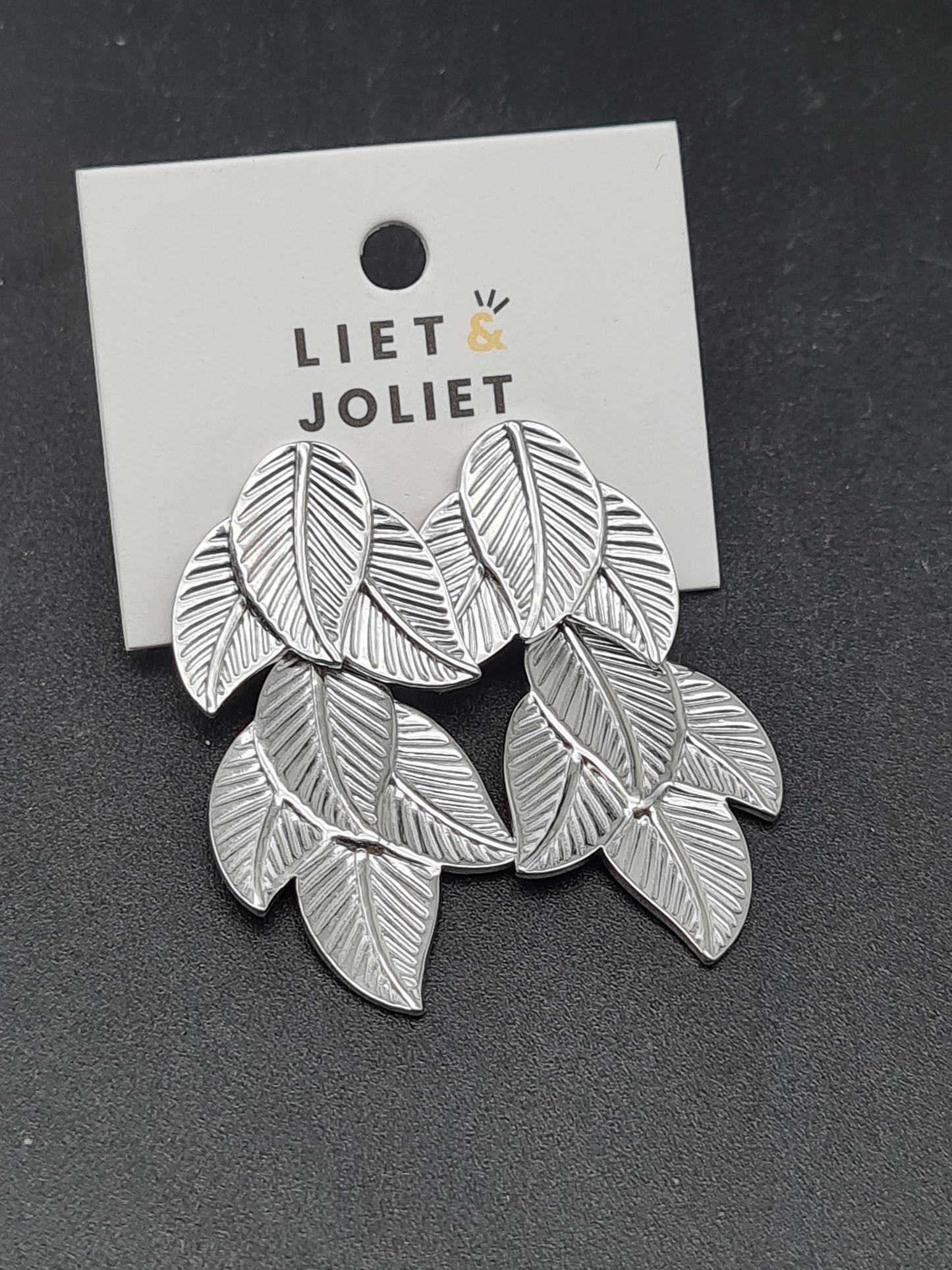 Liet & Joliet Ohrschmuck "Silberfarbenen Tropenblätter"