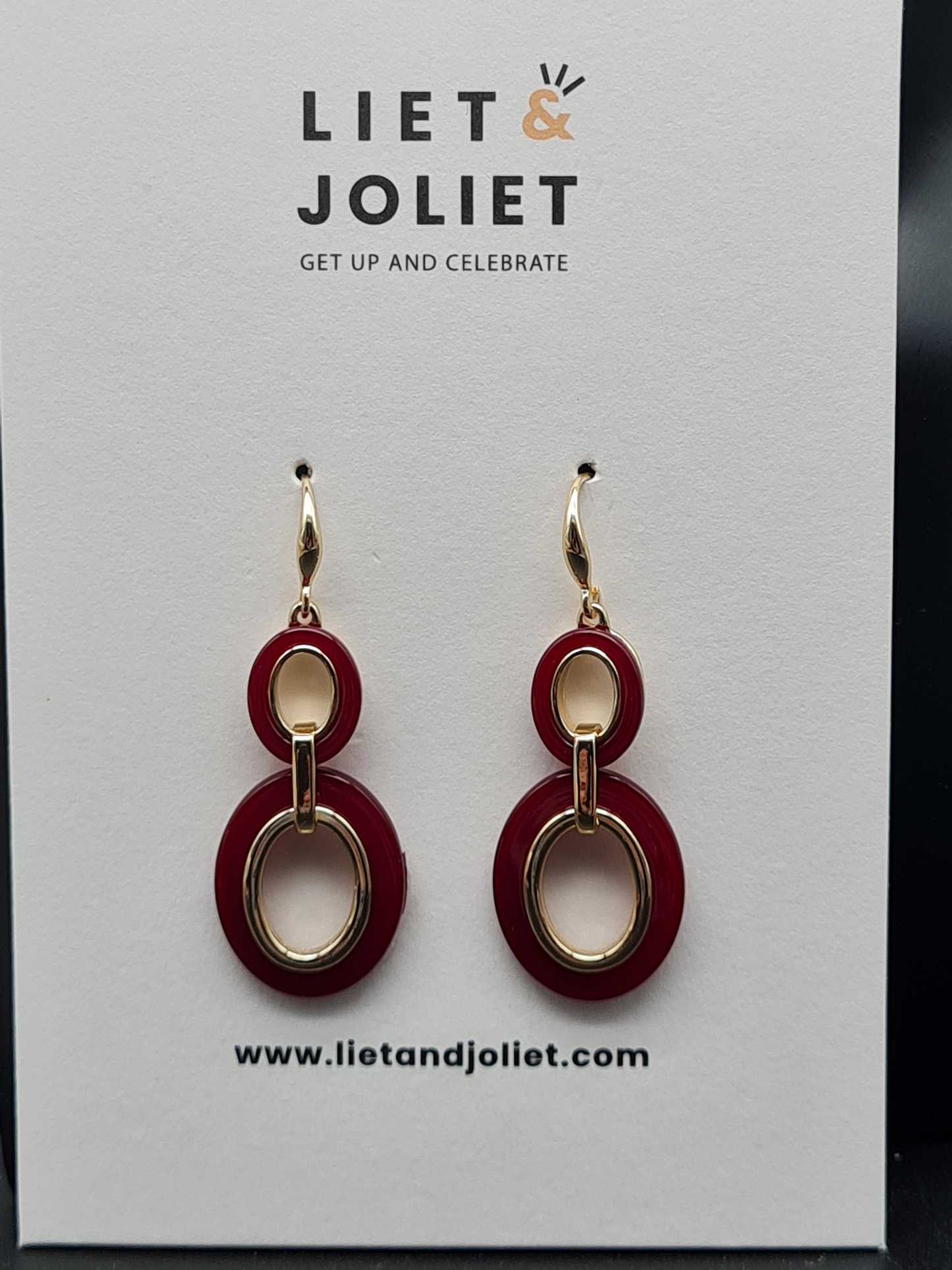 Liet & Joliet Ohrschmuck "Weinrot mit Gold" Ohrhänger