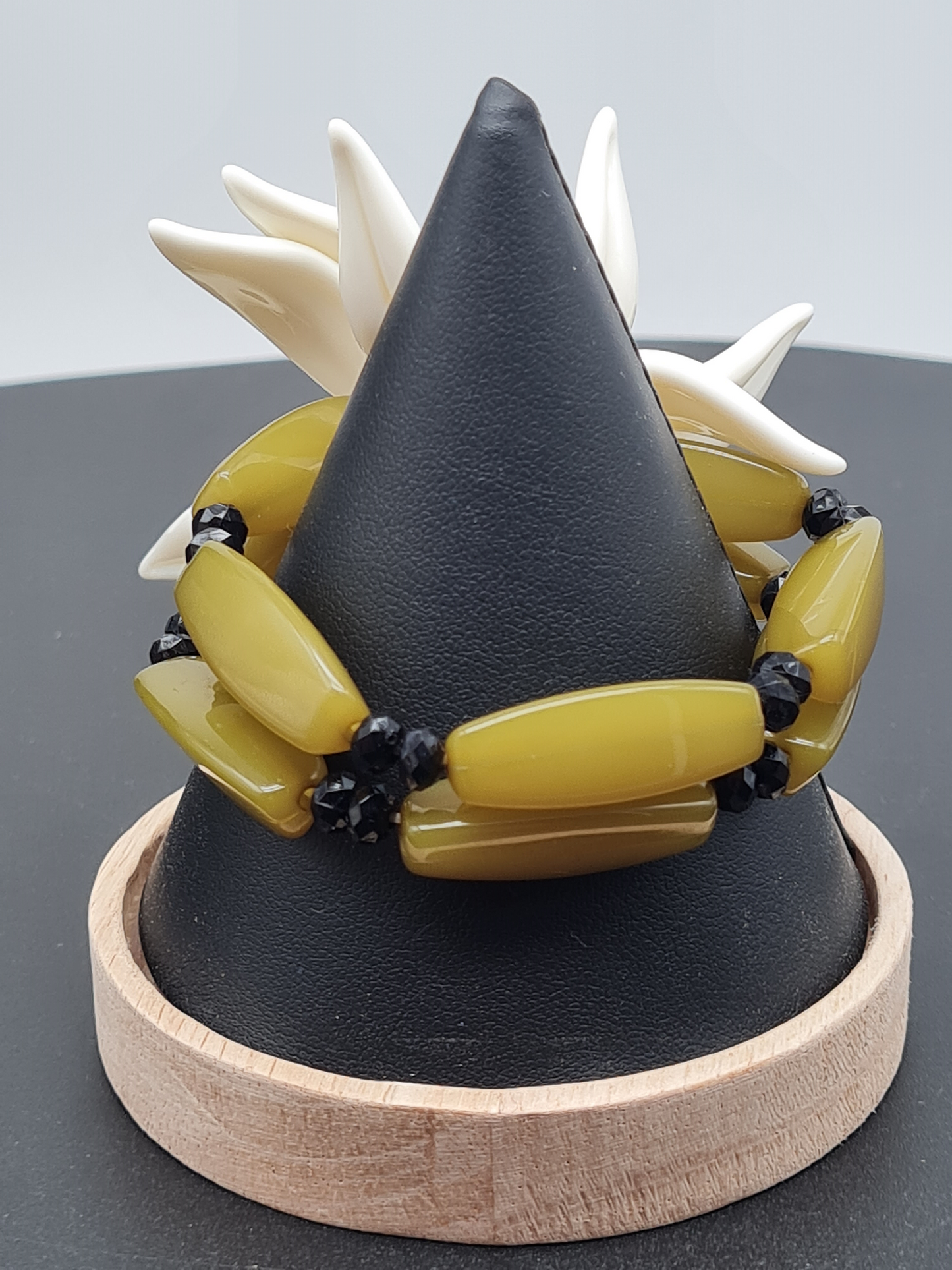 Sweet 7, Armband, elastisch, grün mit Vanilleblüme