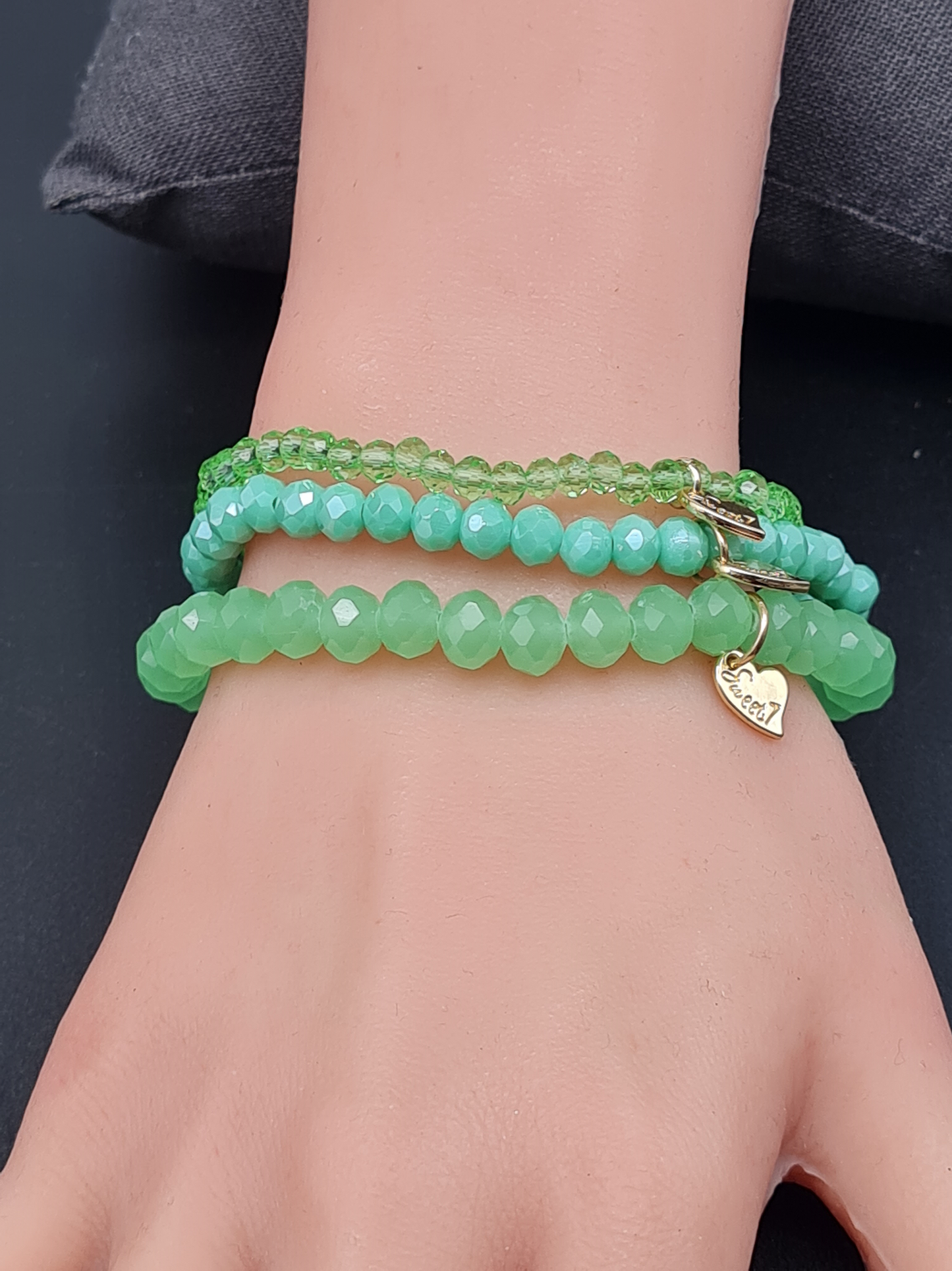 Sweet 7, Armband-Set, elastisch, Meeresgrün