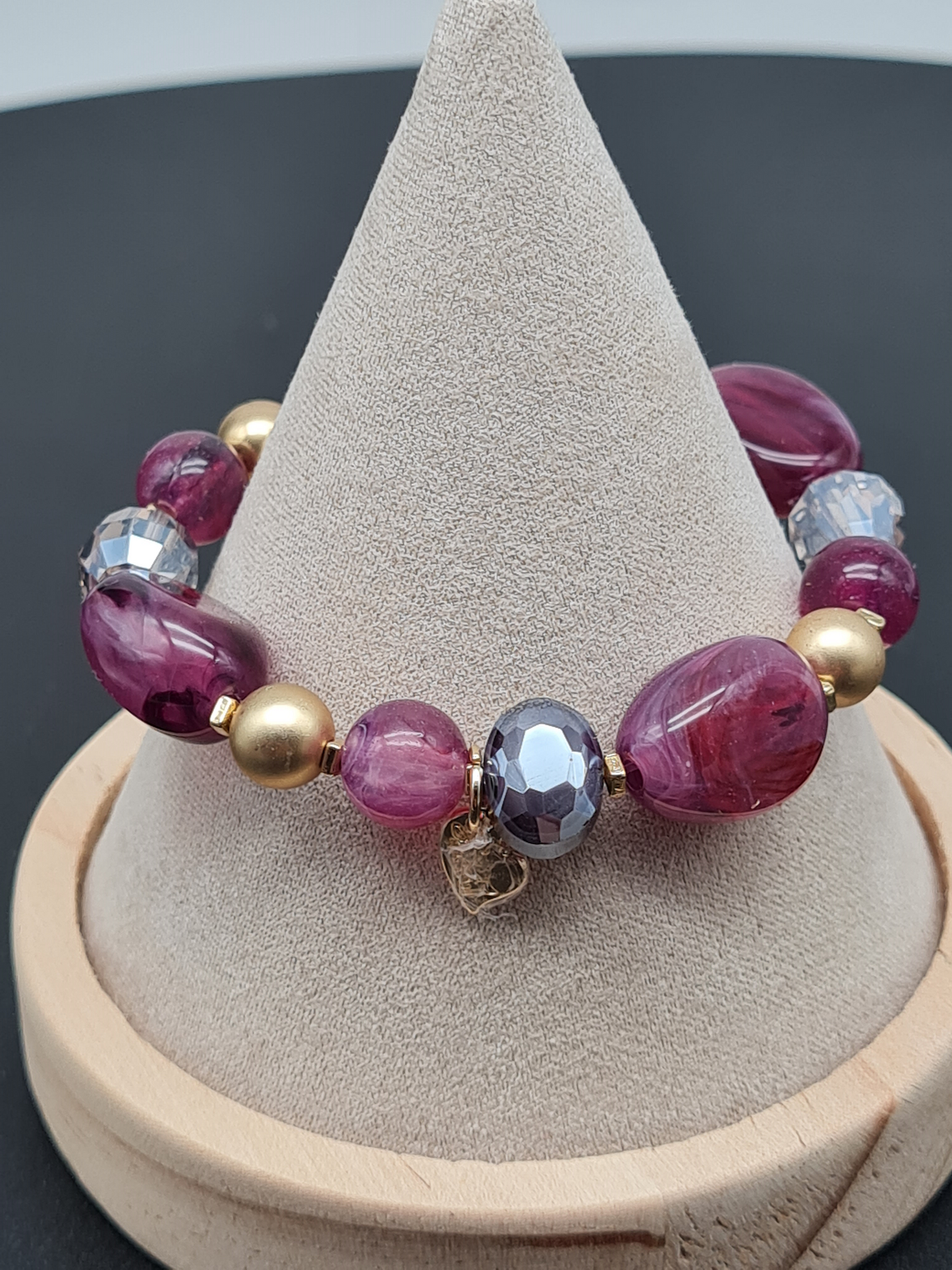 Sweet 7, Armband, elastisch, Weinrot-Lila Töne, Elegant, Stilvoll