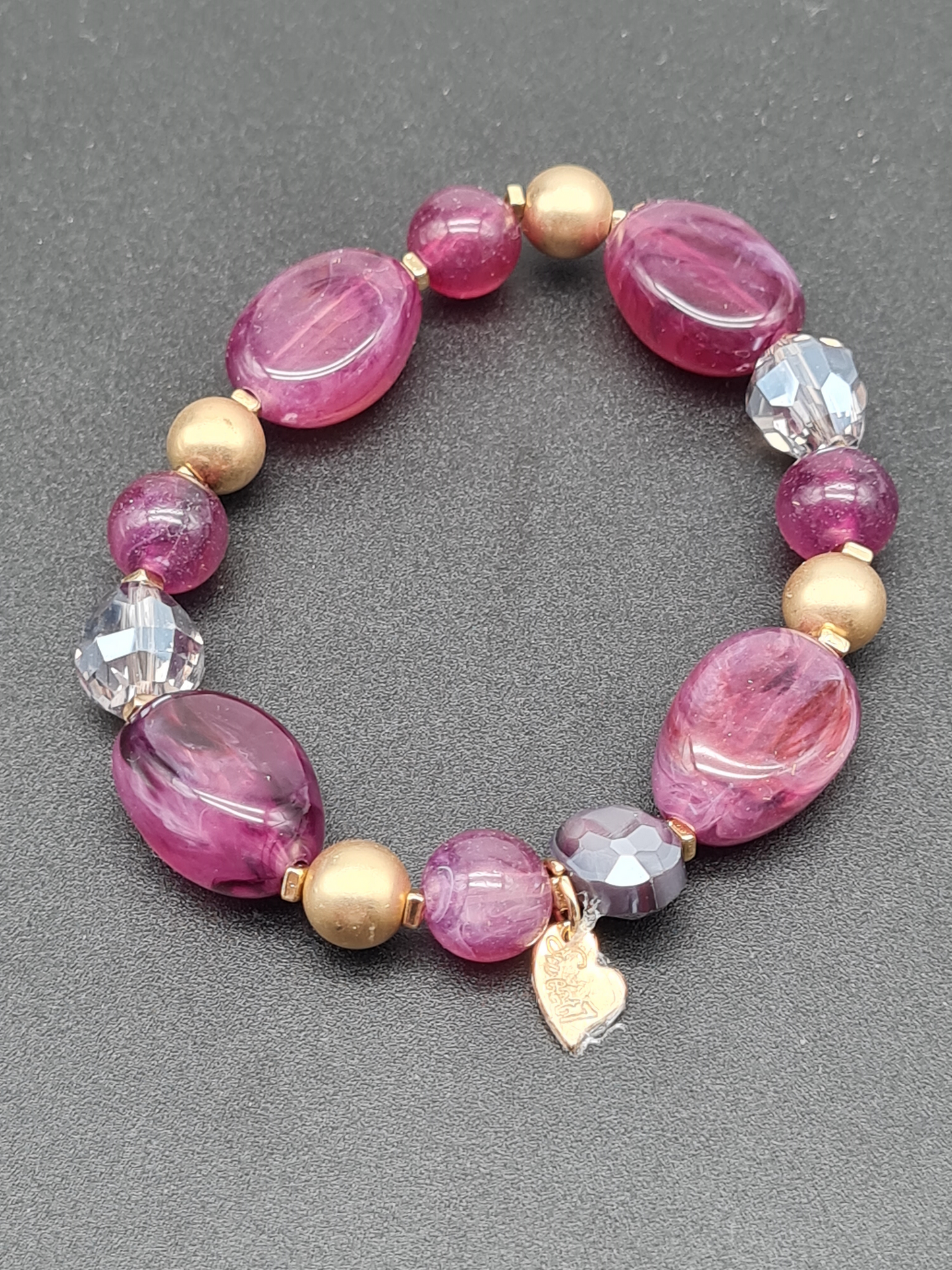 Sweet 7, Armband, elastisch, Weinrot-Lila Töne, Elegant, Stilvoll