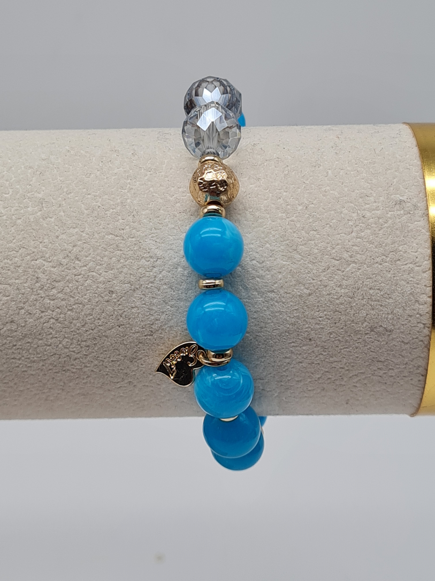 Sweet 7, Armband, elastisch, Blau, Gold und Transparent