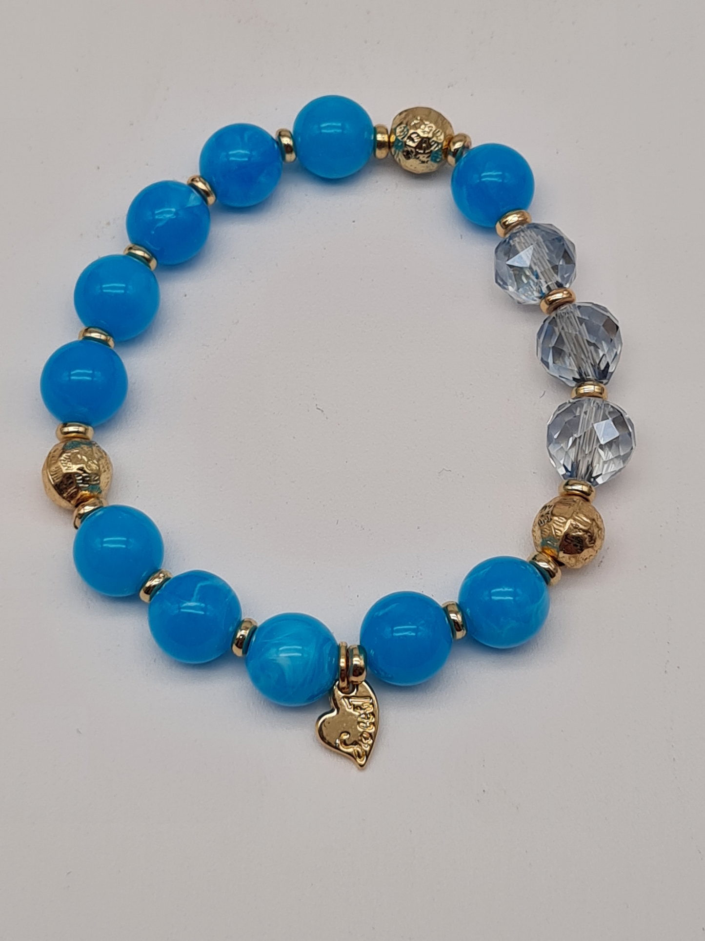 Sweet 7, Armband, elastisch, Blau, Gold und Transparent