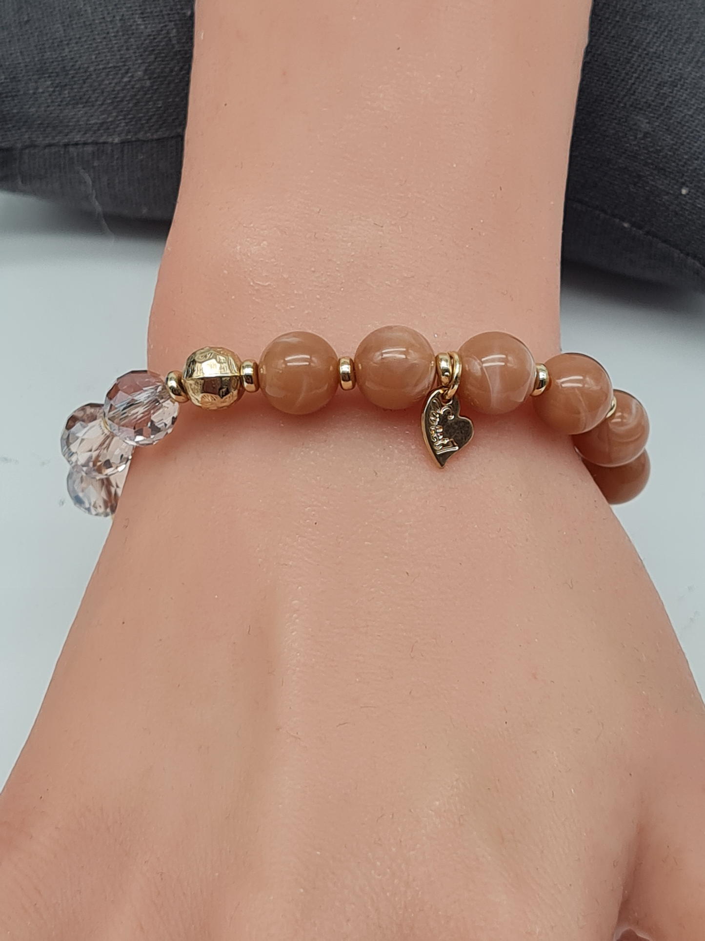 Sweet 7, Armband, elastisch, Altrosa, Gold und Transparent