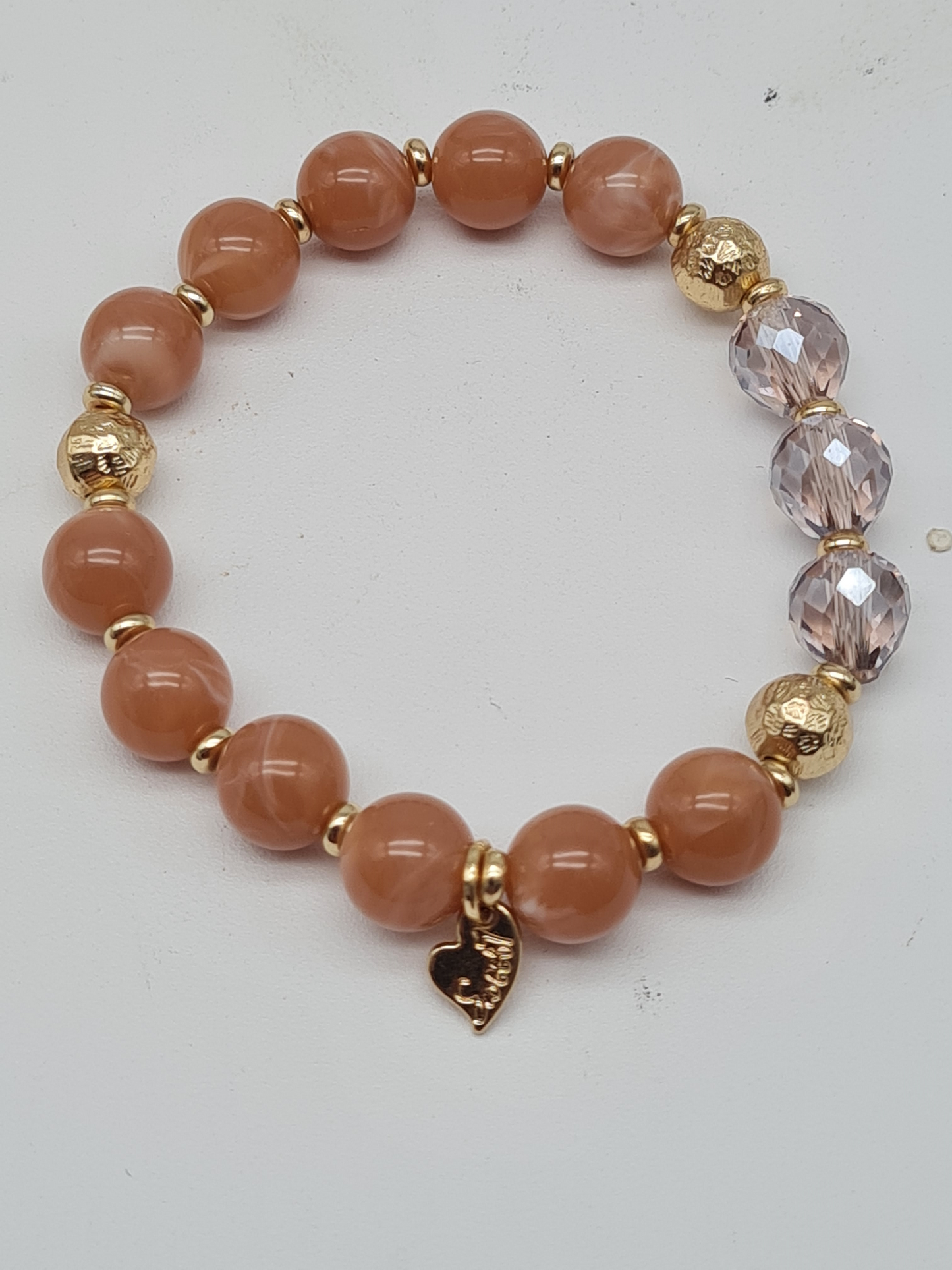 Sweet 7, Armband, elastisch, Altrosa, Gold und Transparent