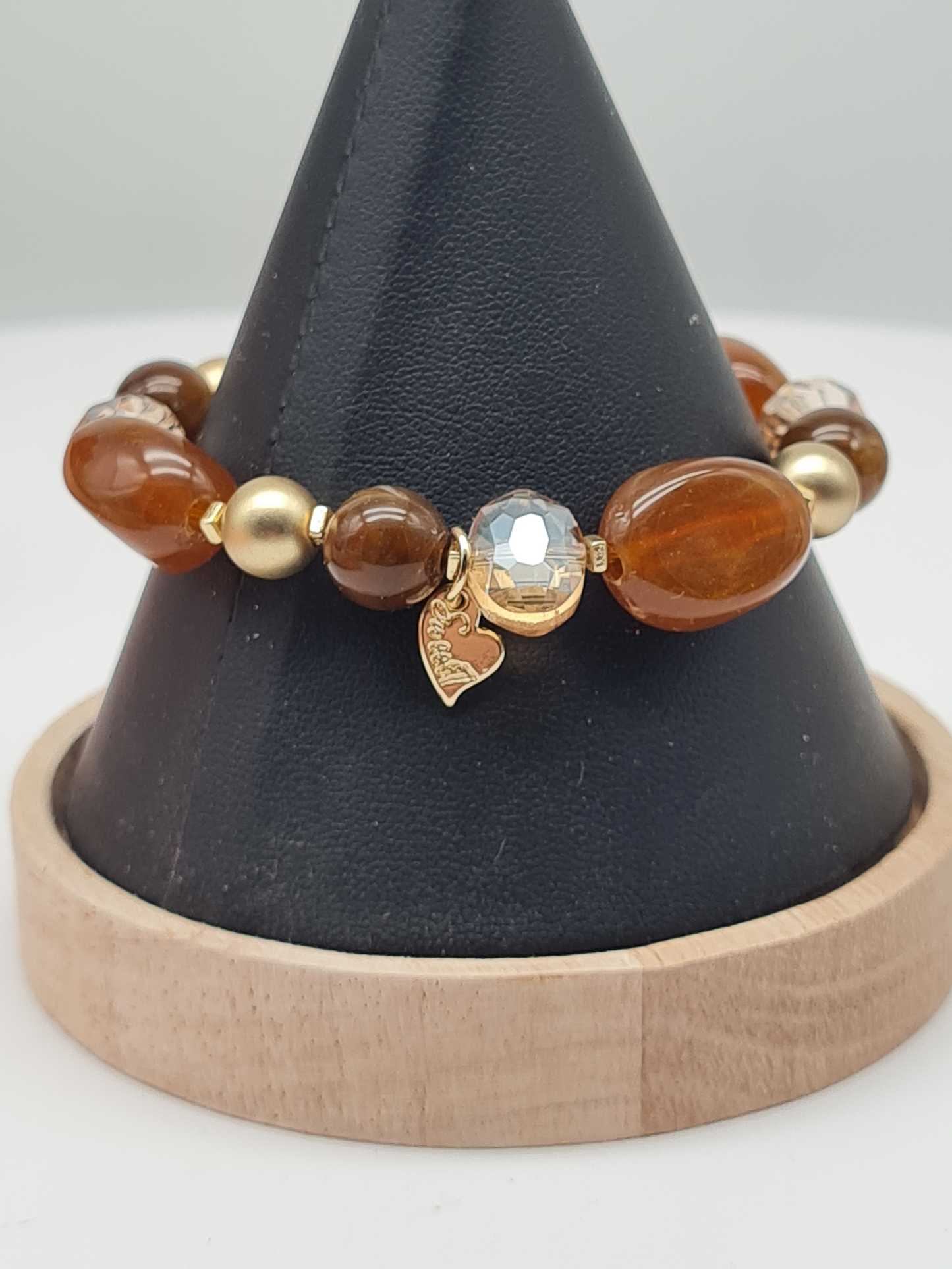 Sweet 7, Armband, elastisch, Karamel, Braun und Goldtöne