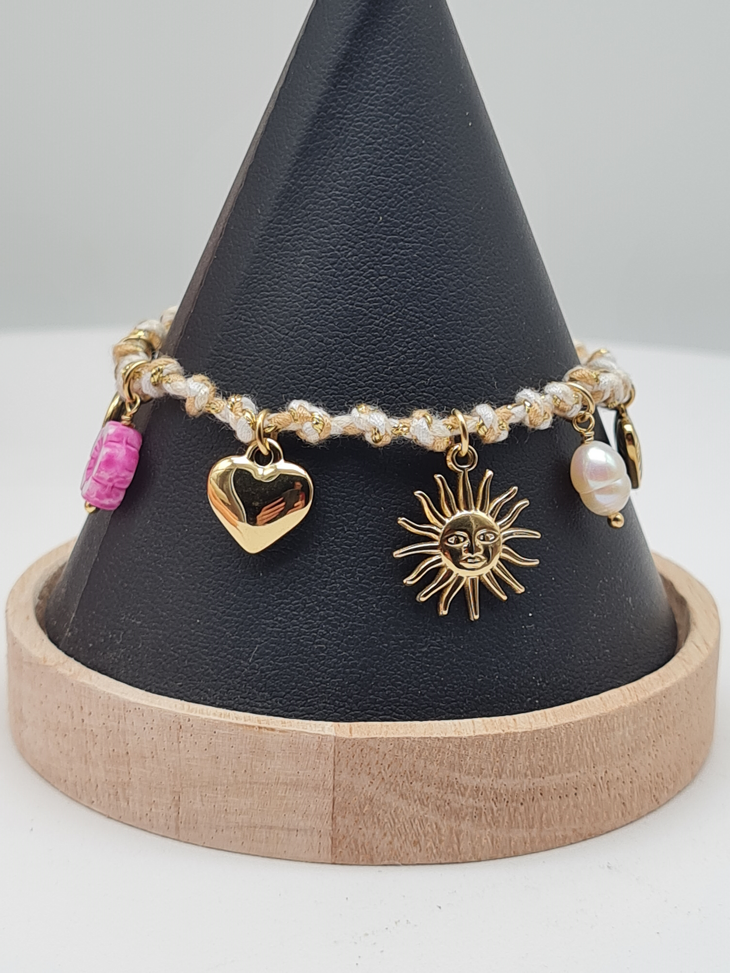 Sweet7, Armband, Doppel, Gliederarmband, Gold, Matt Schwarz 18,5 cm (Kopie)