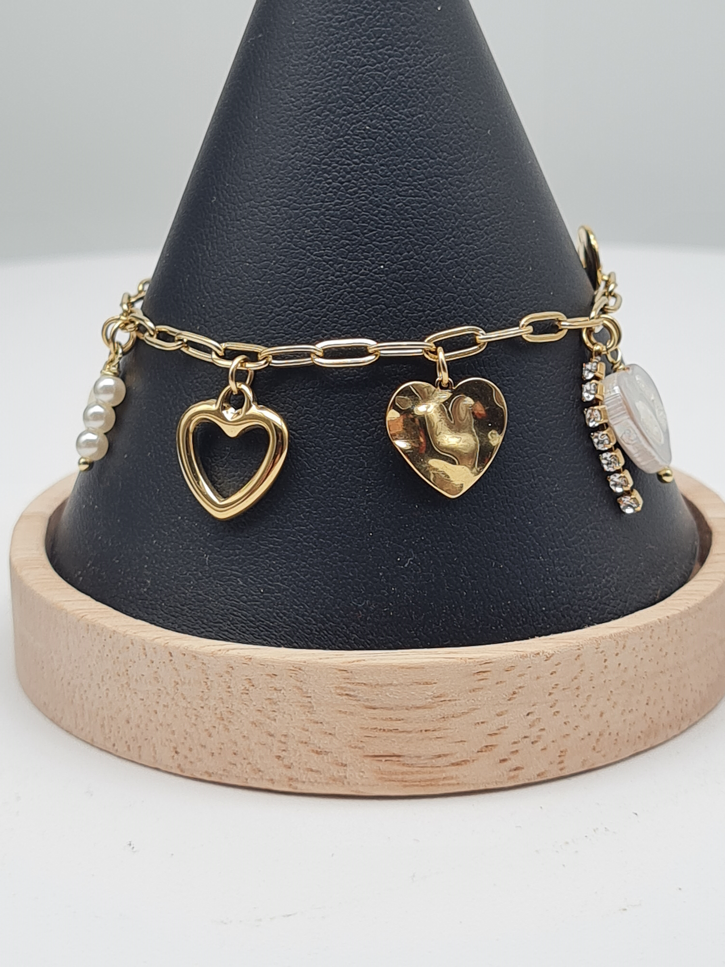 Sweet7, Armband, Doppel, Bettelarmband, Gold, Crystal, 17,5 cm
