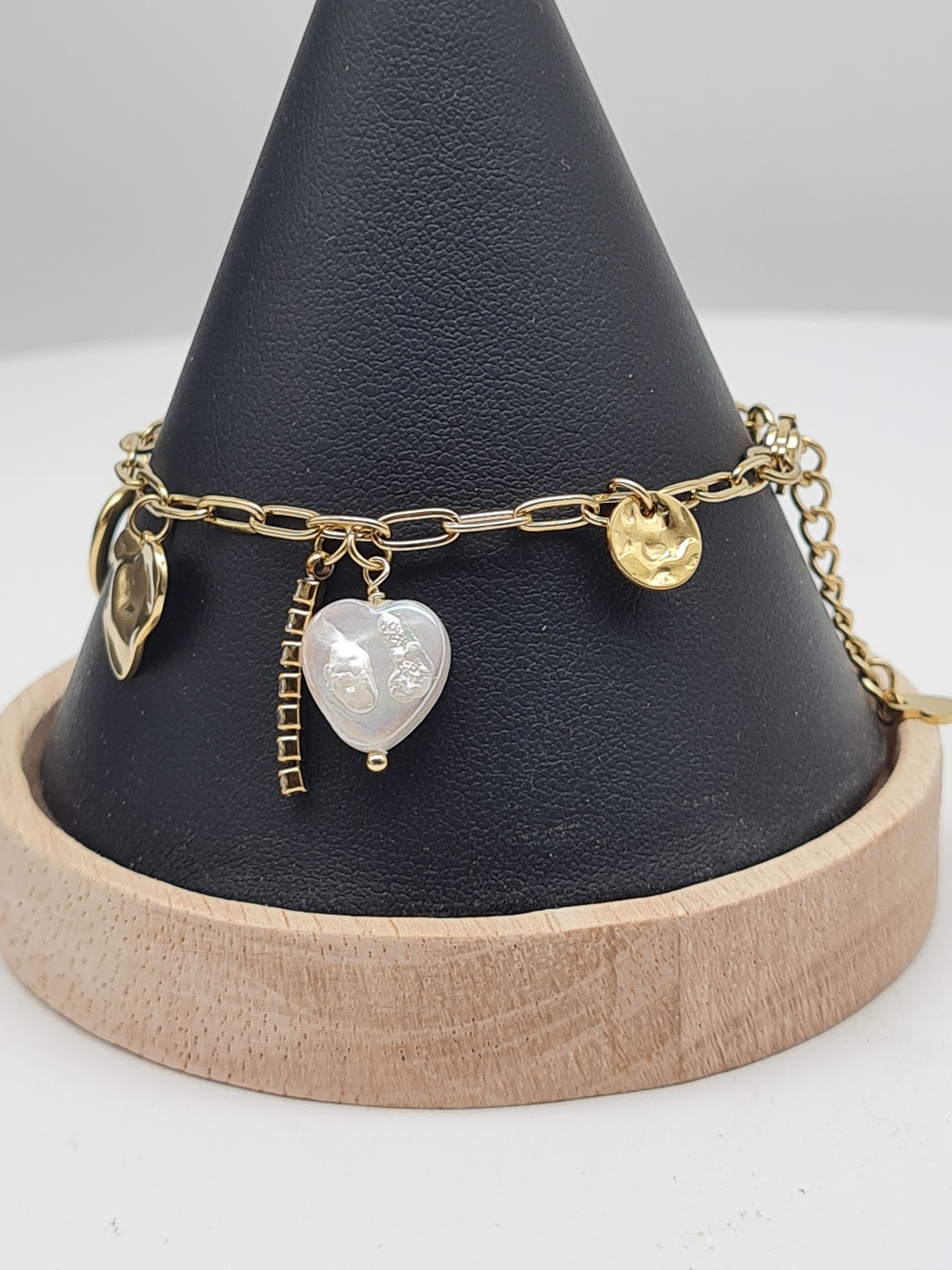 Sweet7, Armband, Doppel, Bettelarmband, Gold, Crystal, 17,5 cm