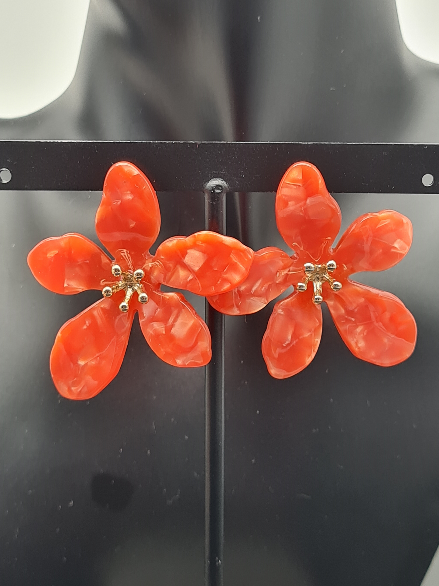 Sweet7 Ohrringe, Ohrstecker Orange-Perlmut Blume