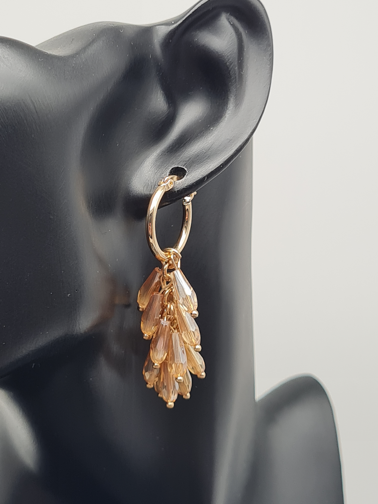 Sweet7 Ohrringe, Orhhänger mit Lachsfarbene Crystal-Cascade