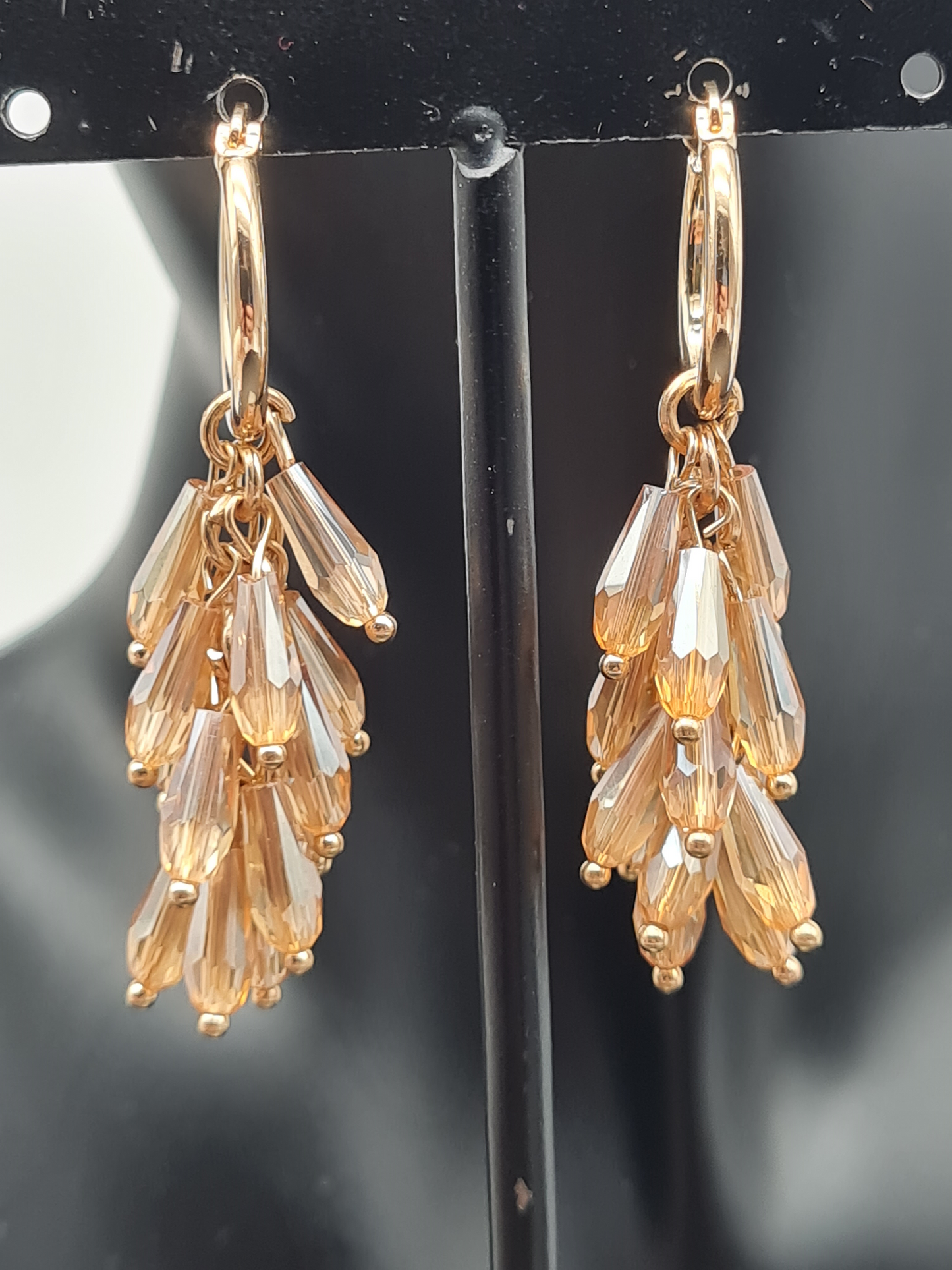 Sweet7 Ohrringe, Orhhänger mit Lachsfarbene Crystal-Cascade