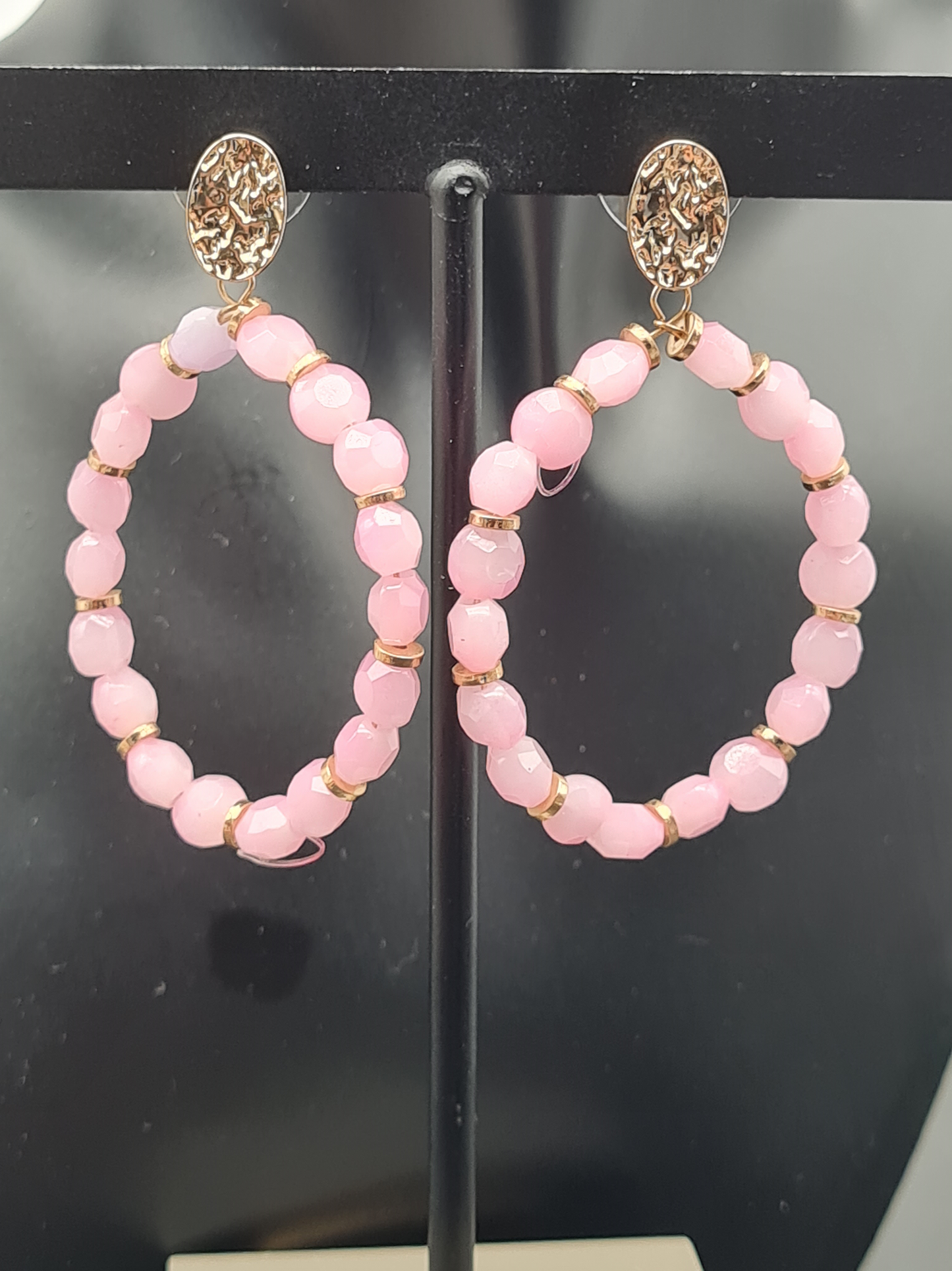 Sweet7 Ohrringe, Ohrhänger Rosa und Goldene Akzente