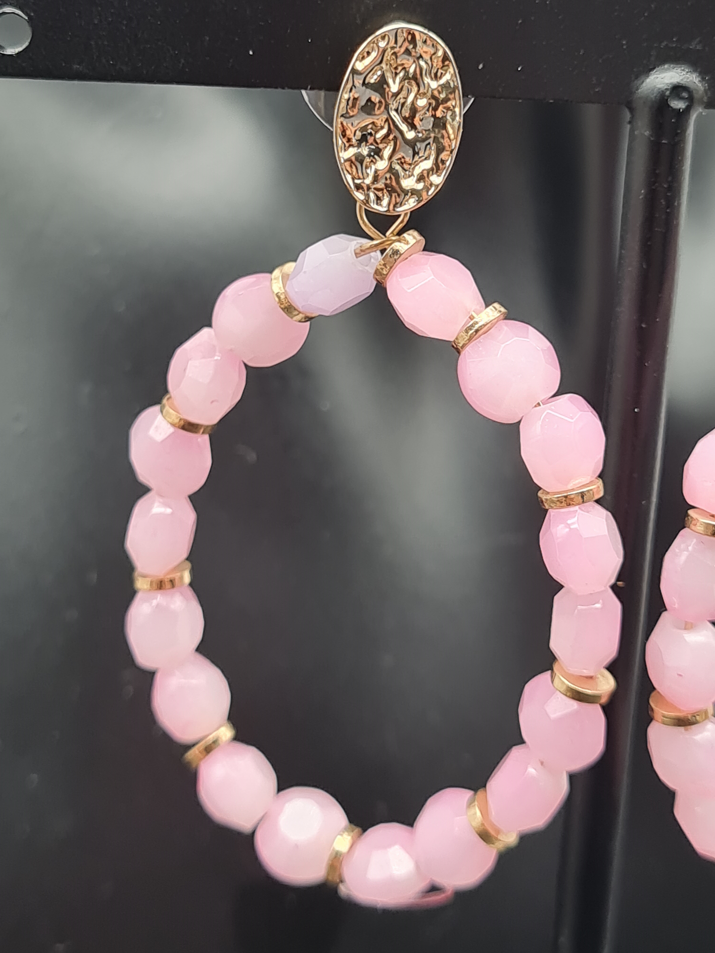 Sweet7 Ohrringe, Ohrhänger Rosa und Goldene Akzente
