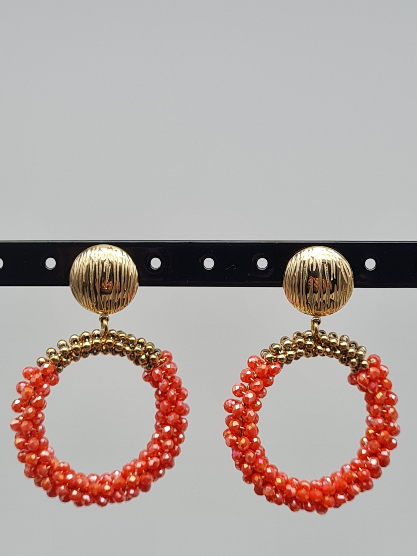 Sweet7 Ohrringe, Ohrhänger Perlenkreise in Orange, Beige, Lila und Türkis