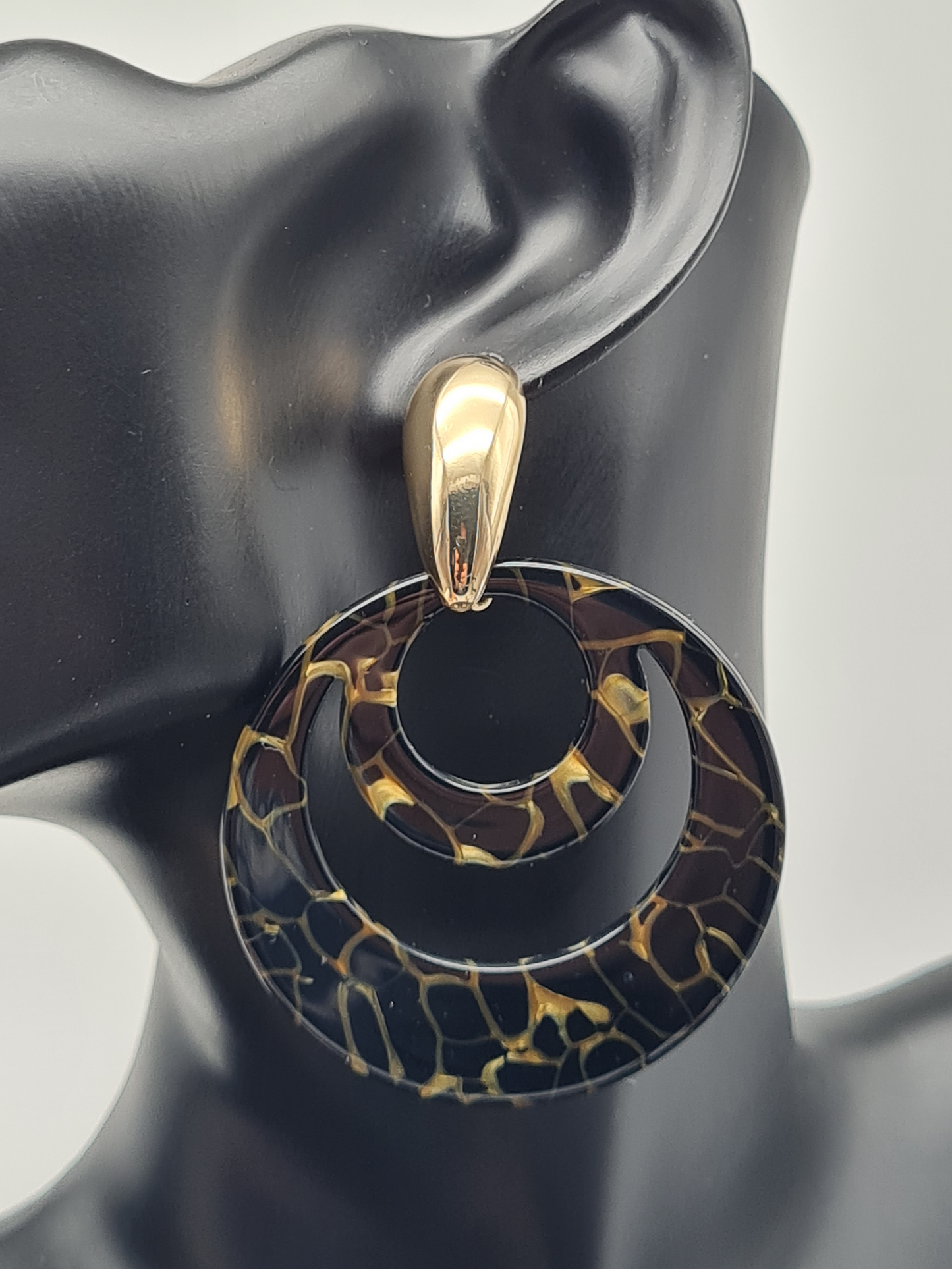 Sweet7 Ohrringe, Ohrhänger Schwarz und Gold, Elegant und ein Statement
