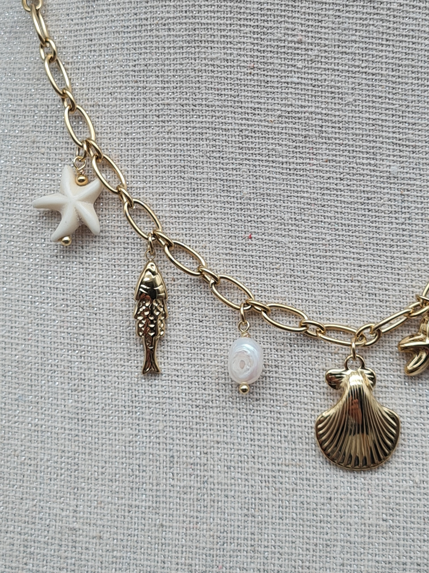 Sweet7 Halskette Kurzkette mit Süßwasserperle und Charms