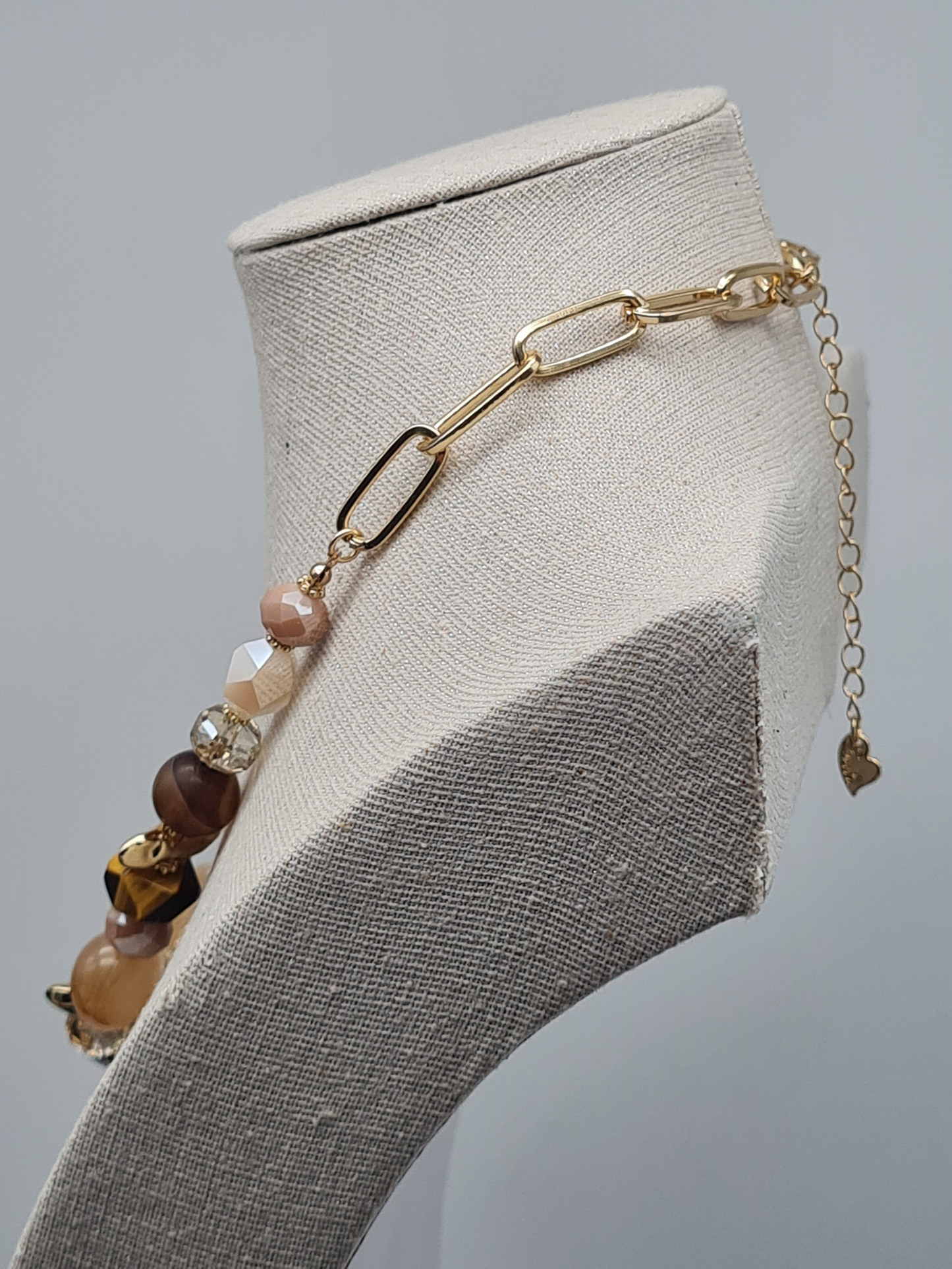 Sweet7 Halskette Kurzkette mit Tiger Eye Stones und Coffee Agate