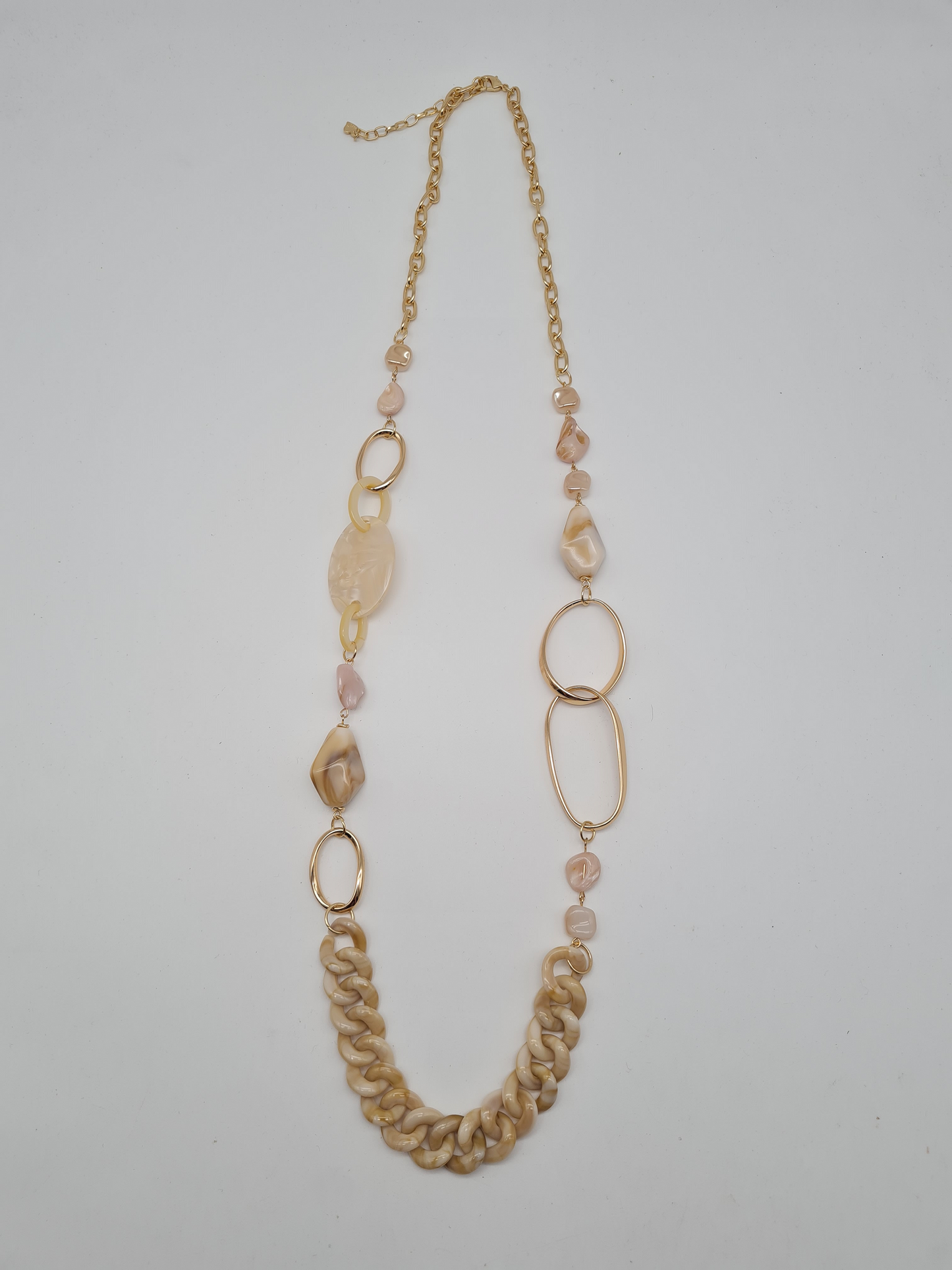 Halskette Langkette Milchkaffee-farbene Elemente Nickelfrei Sweet7