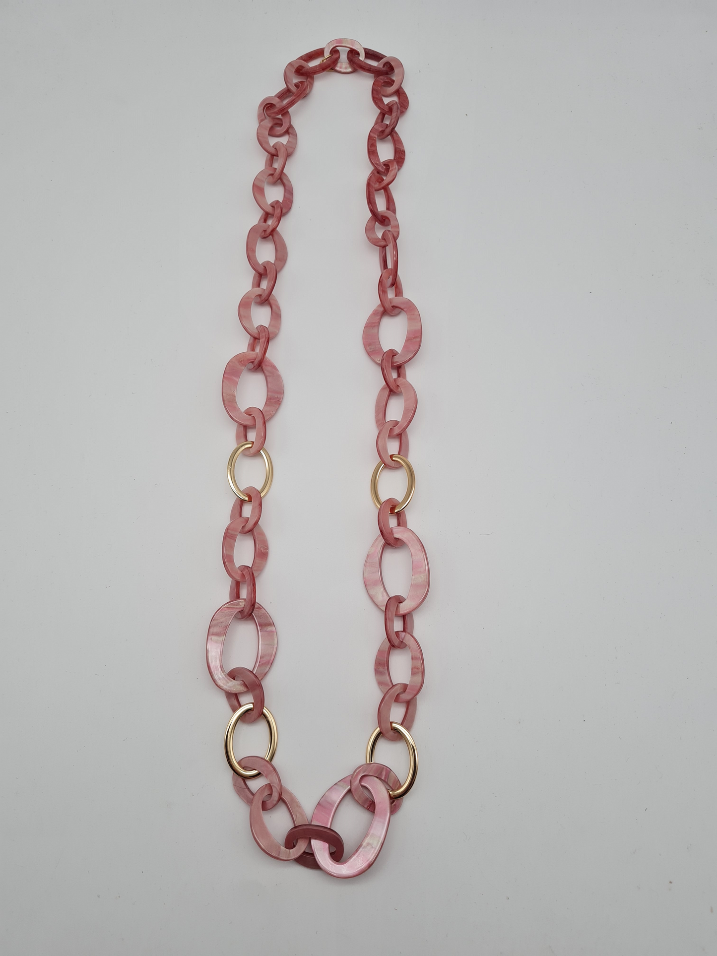 Sweet7 Halskette Langkette changierendes Pink und Goldene Elemente
