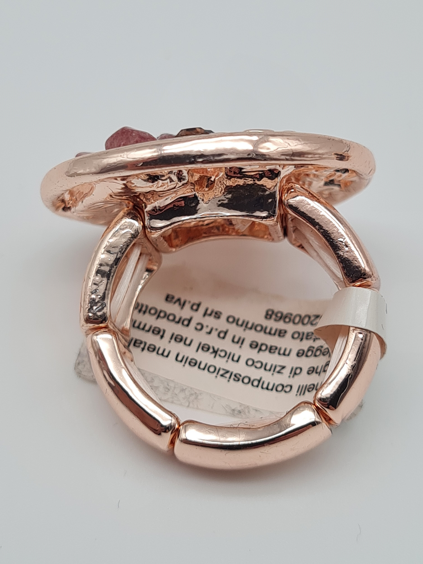Amorino Ring, Elastischer Ring mit Emailliertem Volant, Blumen und Naturstein