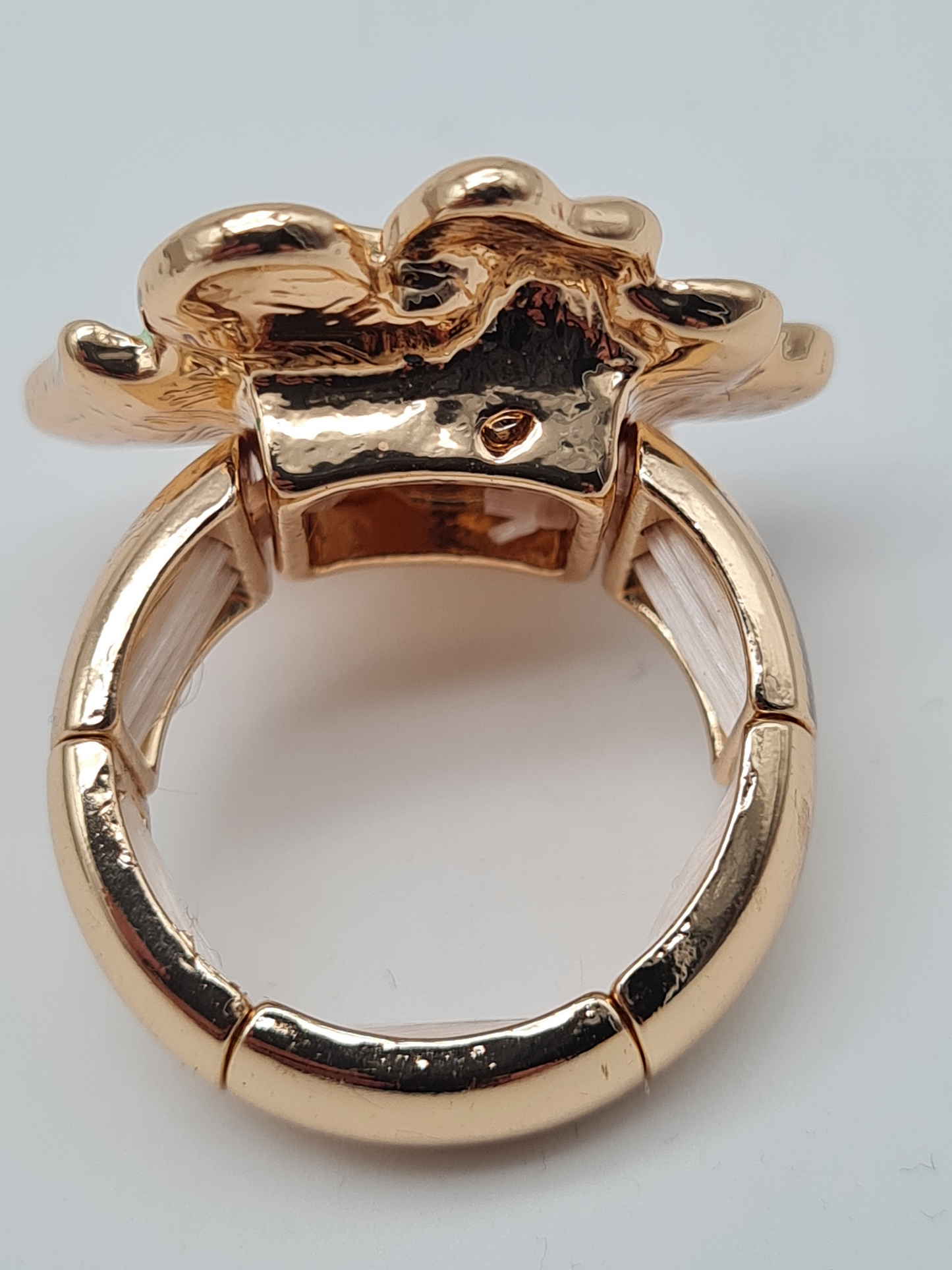 Amorino Ring, Elastischer Ring mit Emailliertem Volant, Herzchen Grün und Braun