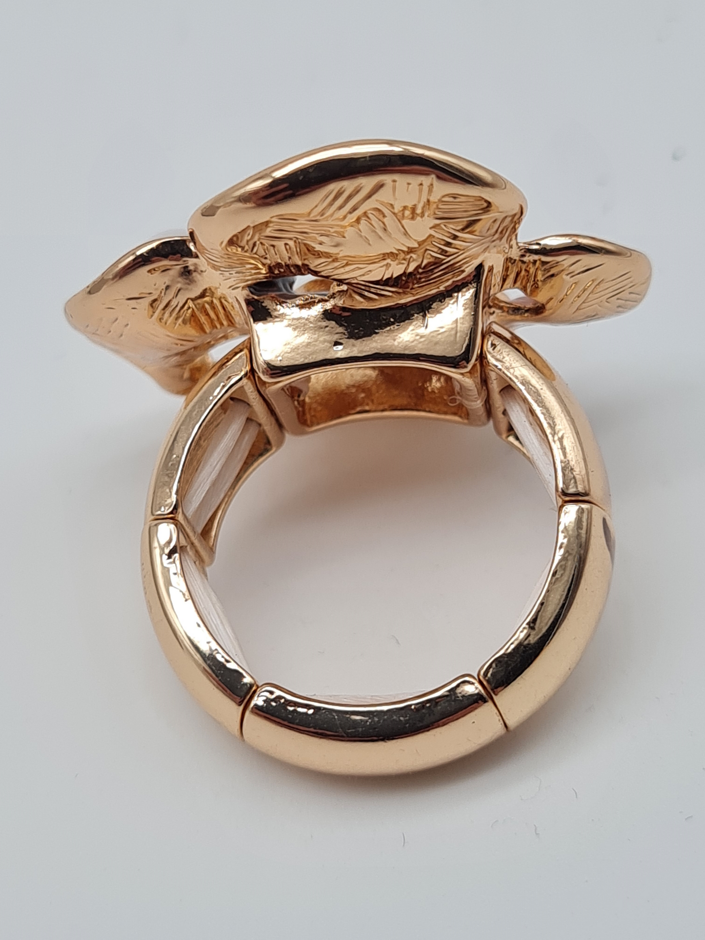 Amorino Ring, Elastischer Ring mit Emailliertem Volant, Lotusblätter Blau und Braun
