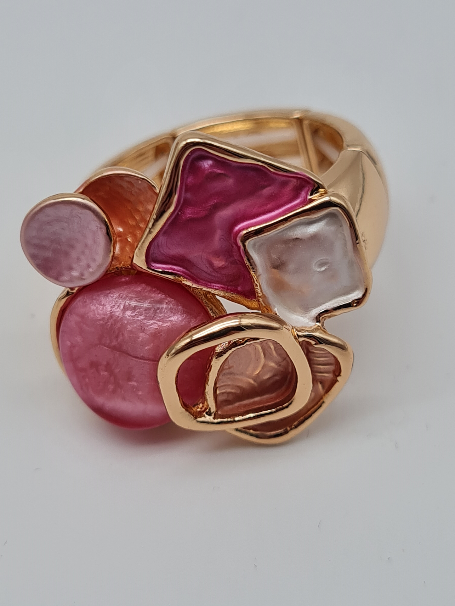 Amorino Ring, Elastischer Ring mit Emailliertem Volant, Abstrakt in verschiedene Farben