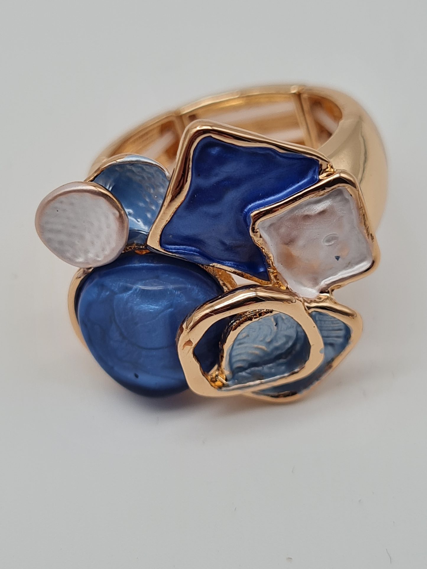 Amorino Ring, Elastischer Ring mit Emailliertem Volant, Abstrakt in verschiedene Farben