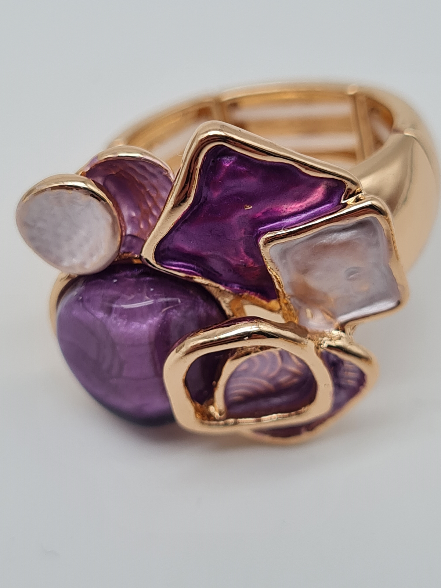 Amorino Ring, Elastischer Ring mit Emailliertem Volant, Abstrakt in verschiedene Farben