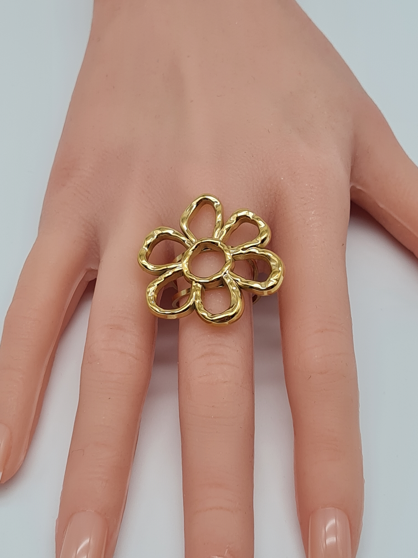 Cosmos Ring, Goldfarbe Blumenmuster