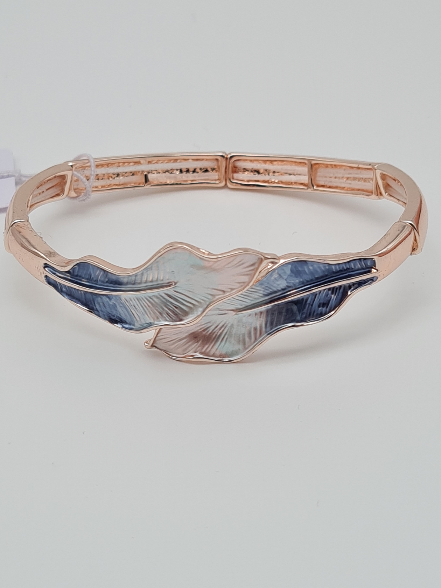 Amorino Armband, elastisches Armband mit Emaillierte Blätter in Grün und Blau