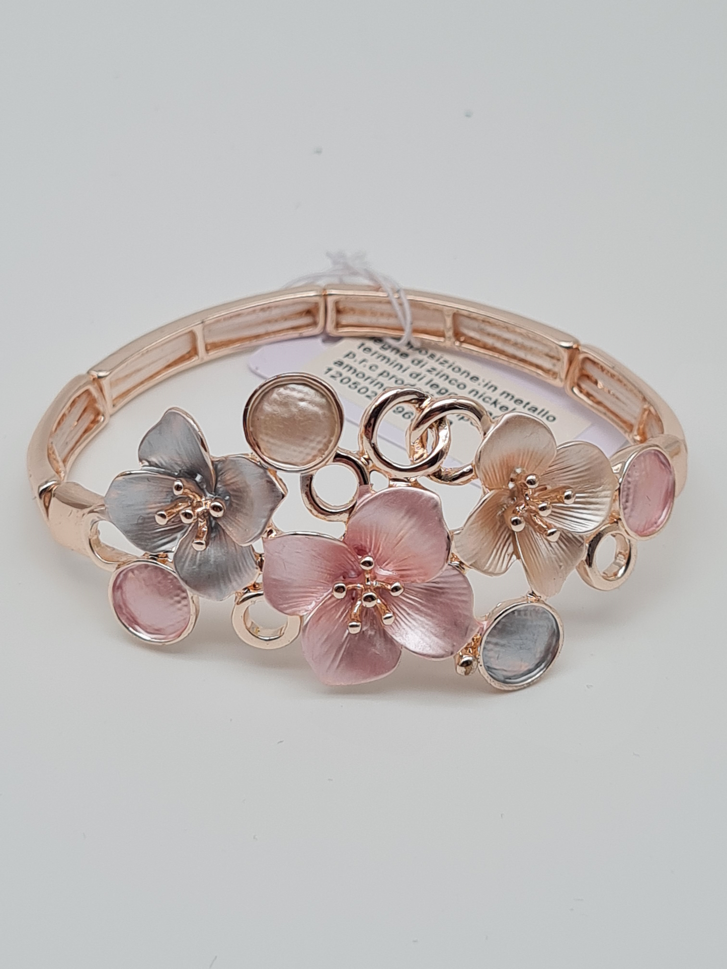 Amorino Armband, elastisches Armband mit Blumenkorsage Blau und Rosa
