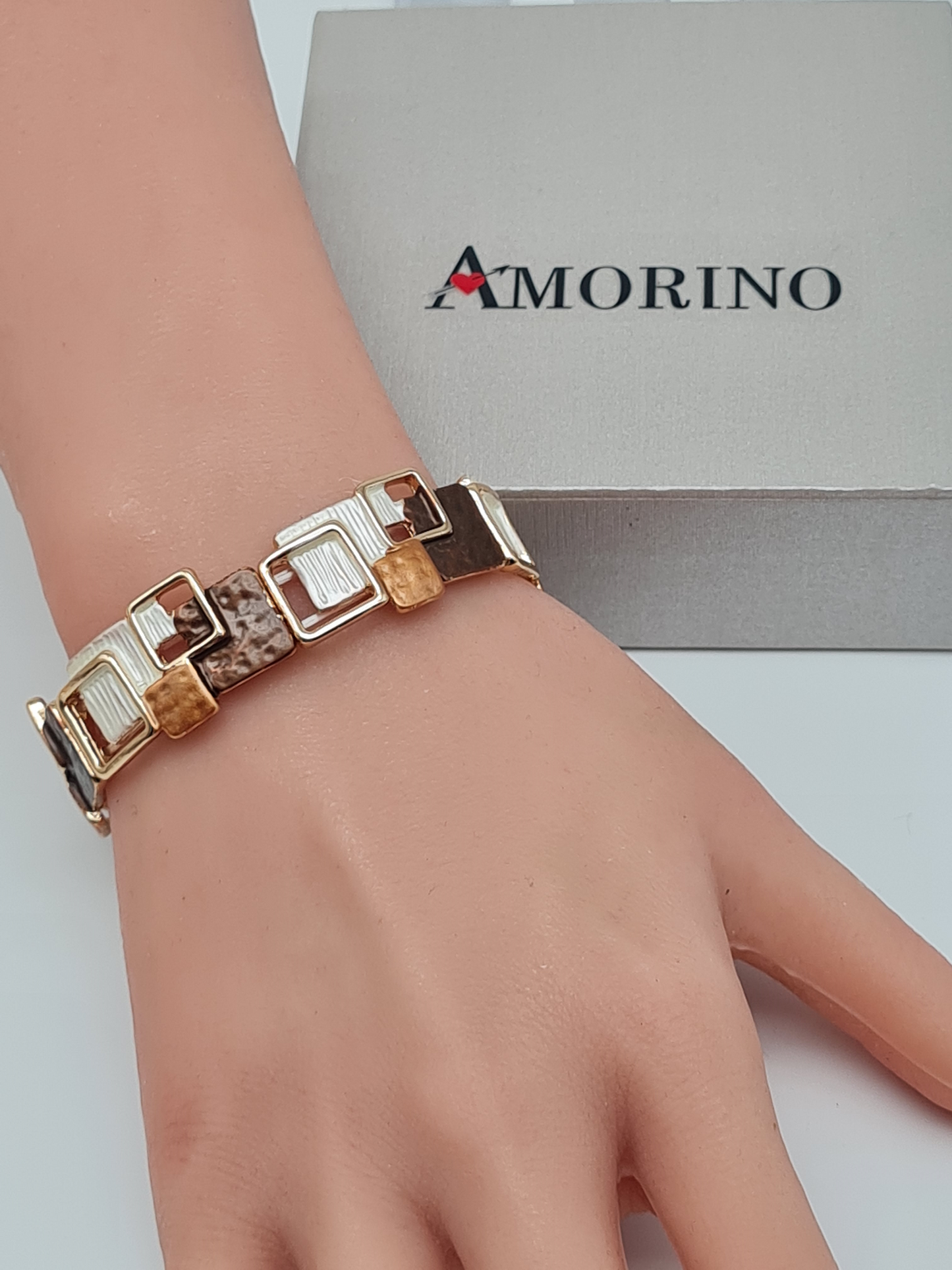 Amorino Armband, elastisch Gold-und Kupfertöne in Oval oder Eckige Form