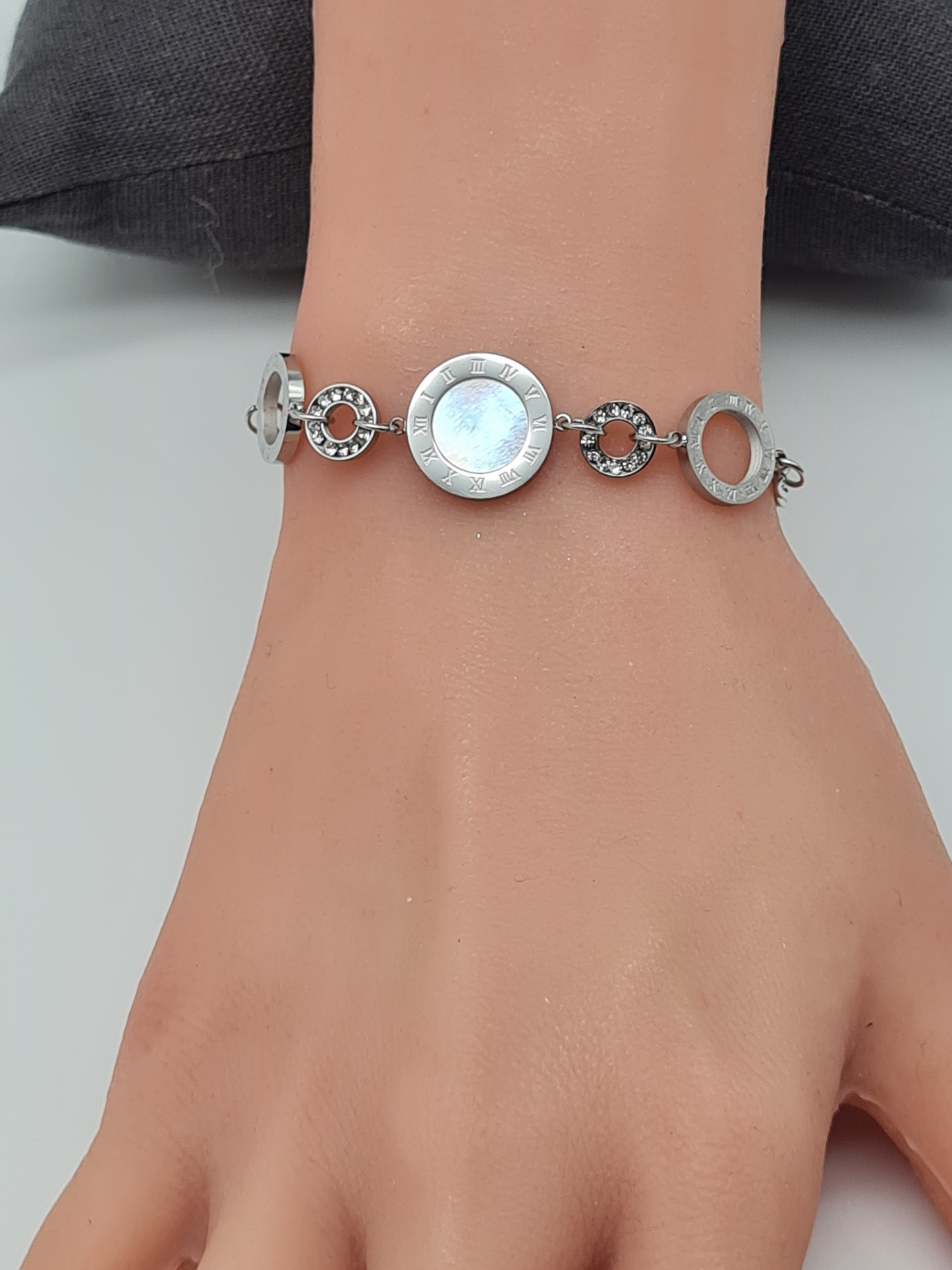 Cosmos Armband Rundes Perlmutt-Medaillon-Armband – Edelstahl