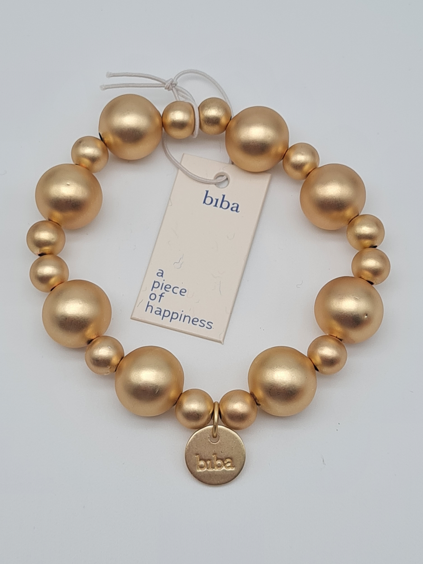 Biba Perlenarmband, Große und kleine matte Metallperlen, Elegant, Stilvoll