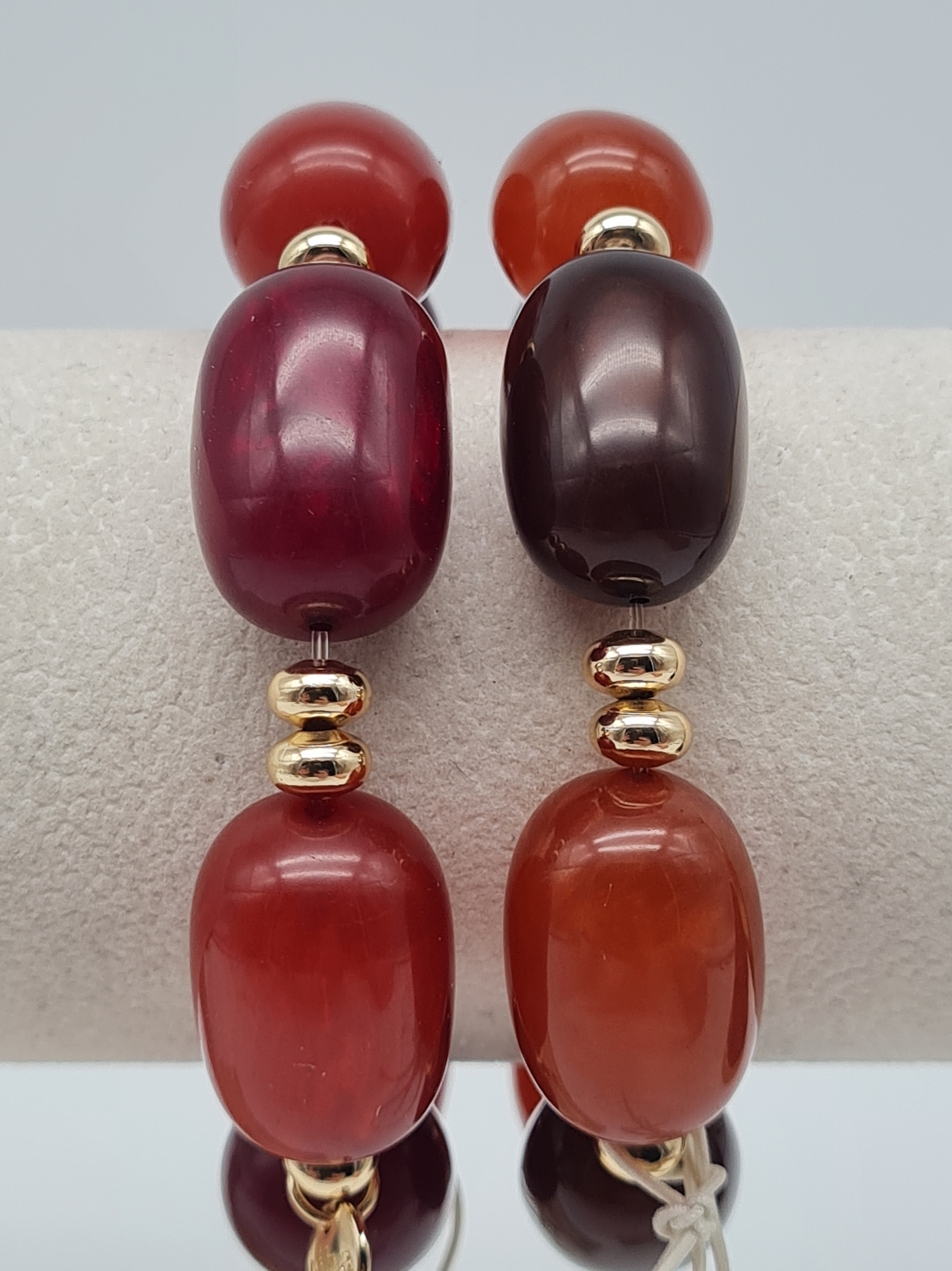 Biba Elastisches Armband Big Resin Pearls in Brombeere und Kirsch Farben