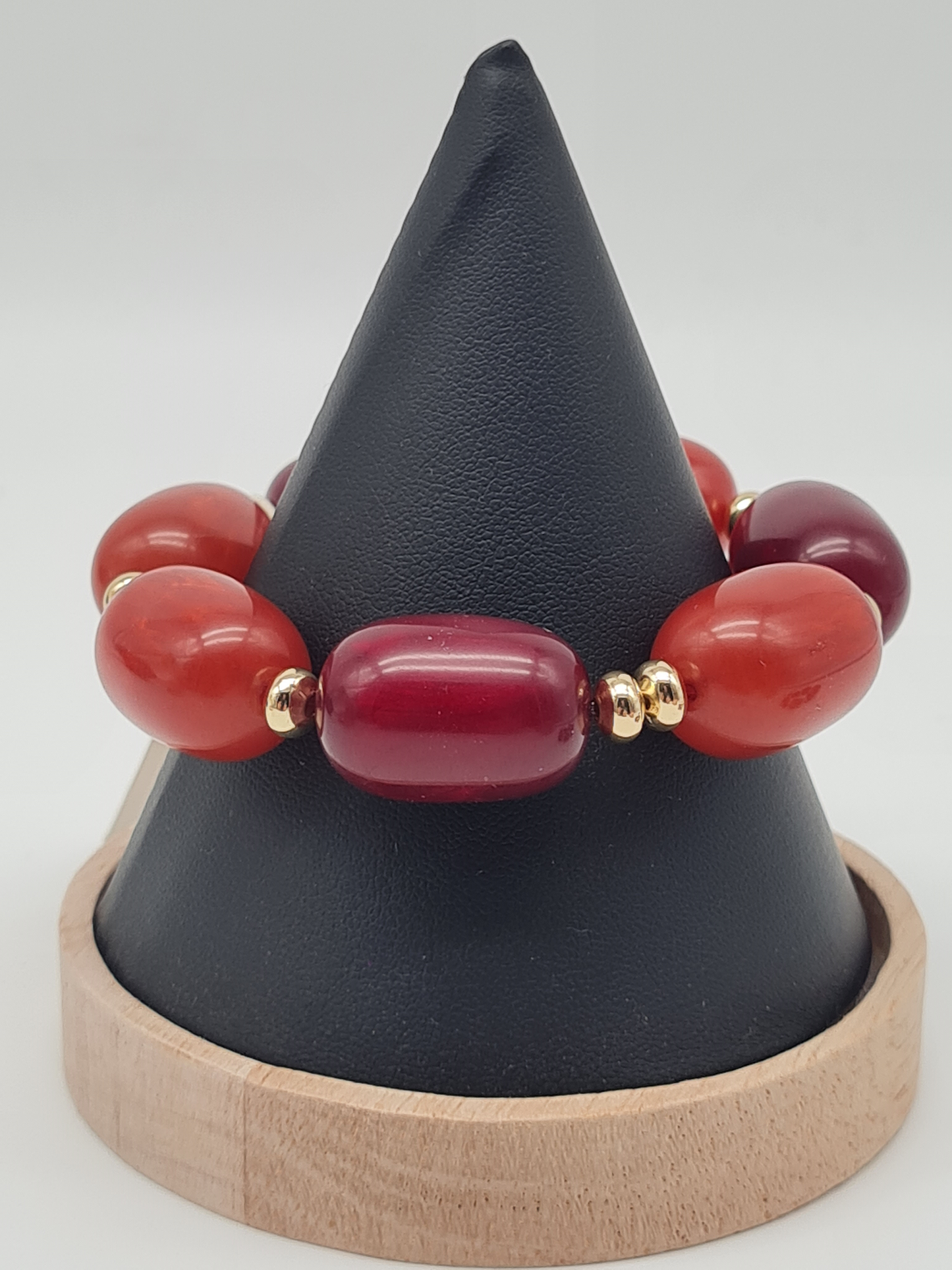 Biba Elastisches Armband Big Resin Pearls in Brombeere und Kirsch Farben
