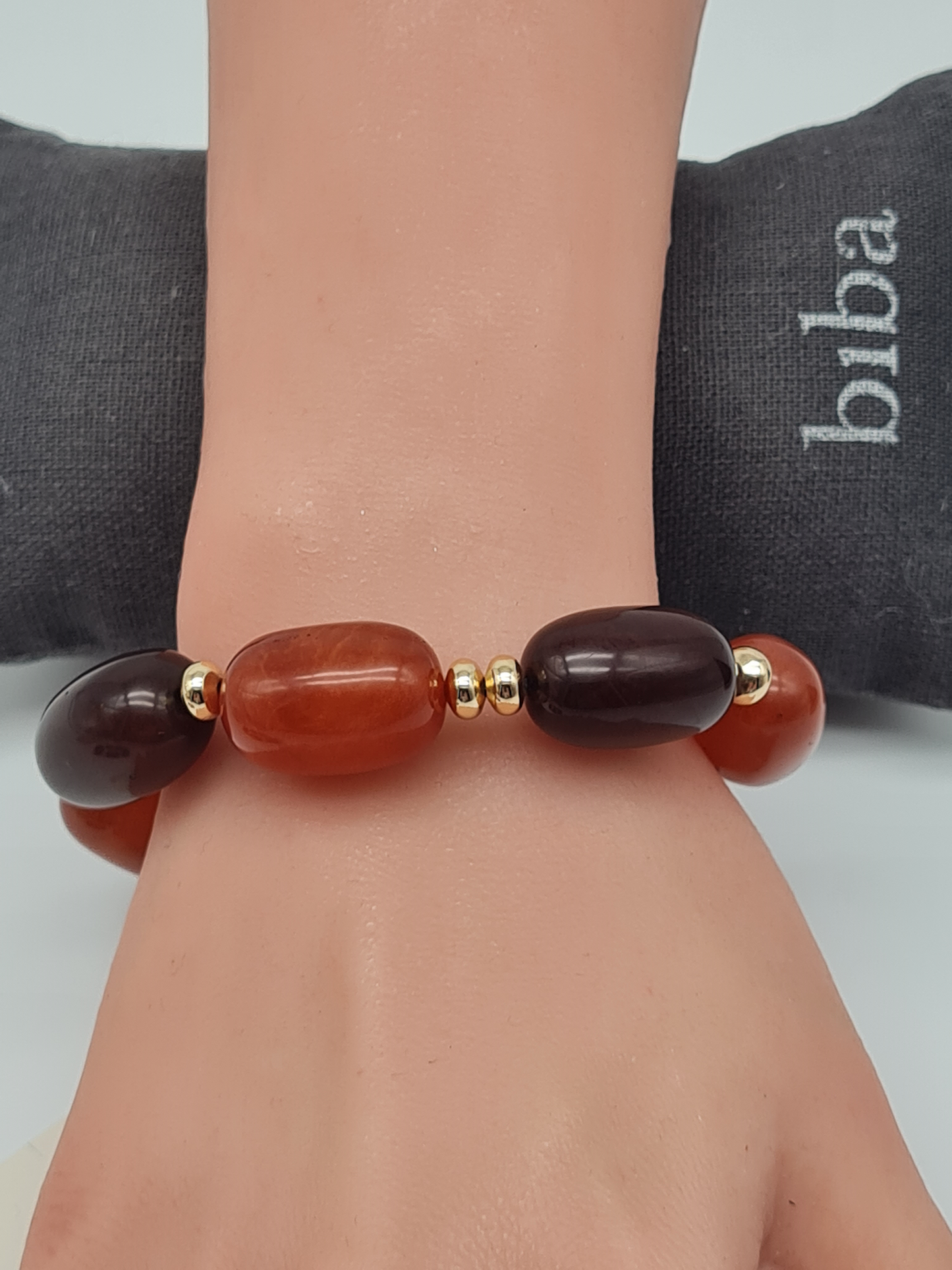 Biba Elastisches Armband Big Resin Pearls in Brombeere und Kirsch Farben